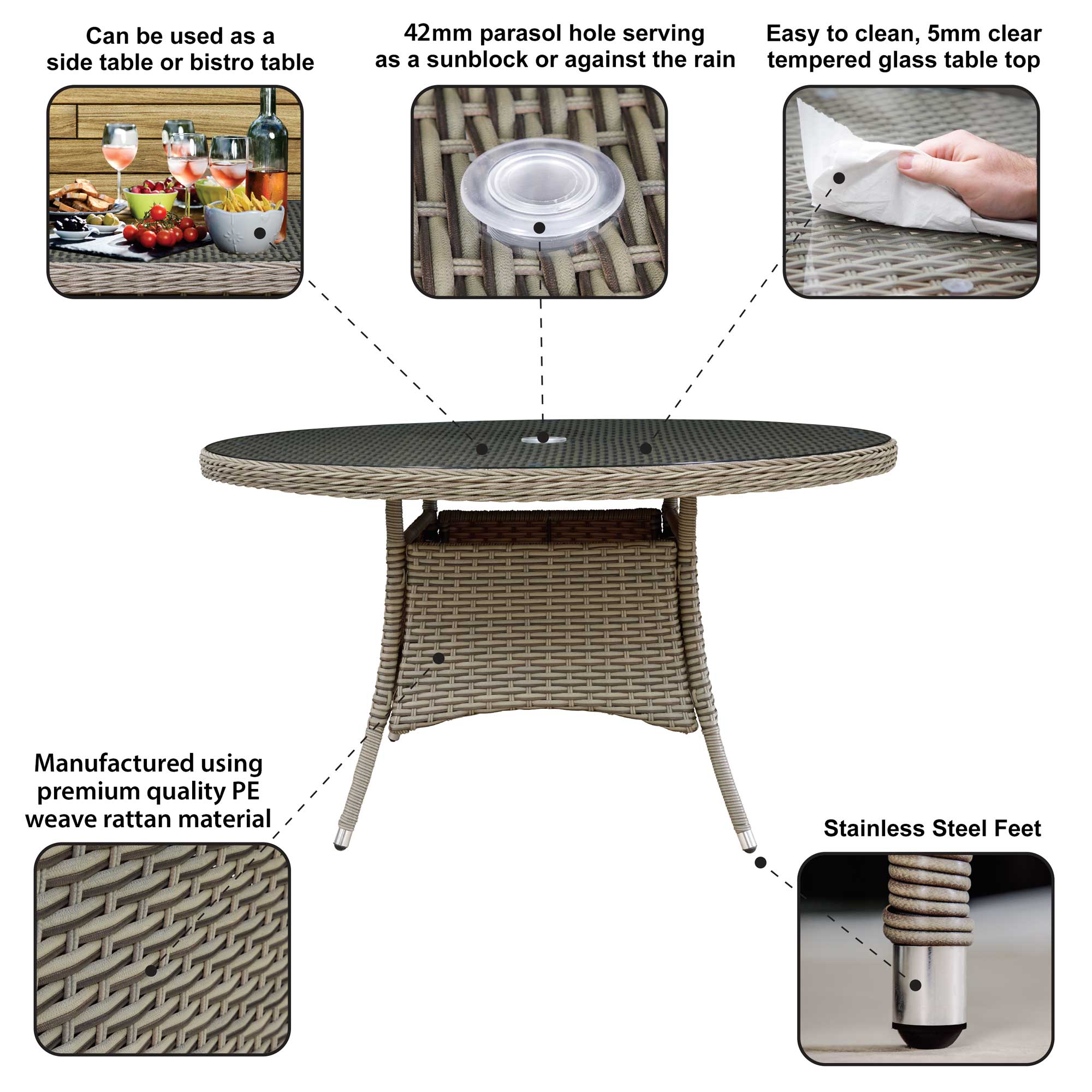 Dellonda DG67 Dining Tables Action shot - information