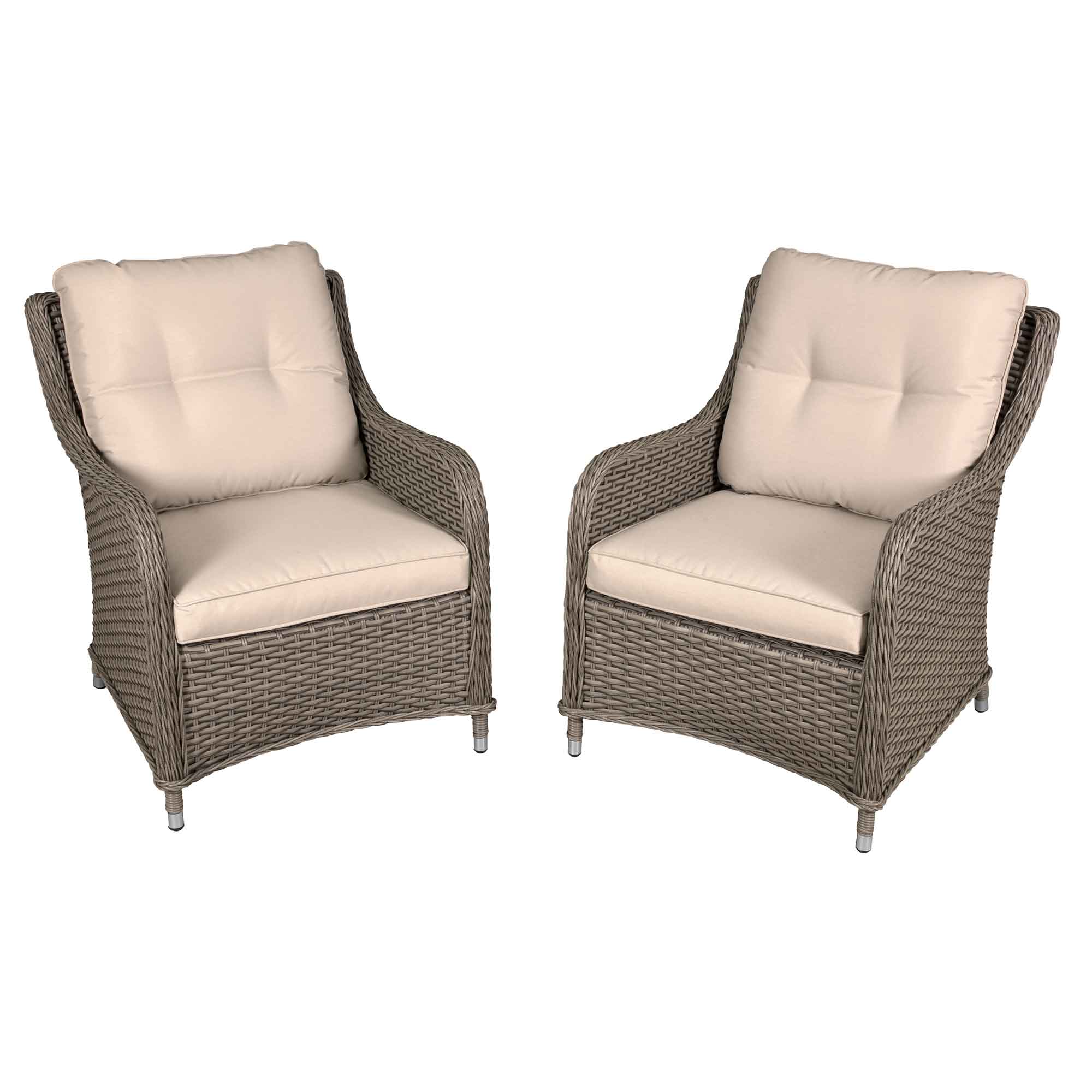 Chester Rattan Wicker Outdoor Lounge Chairs with Cushions Brown DG