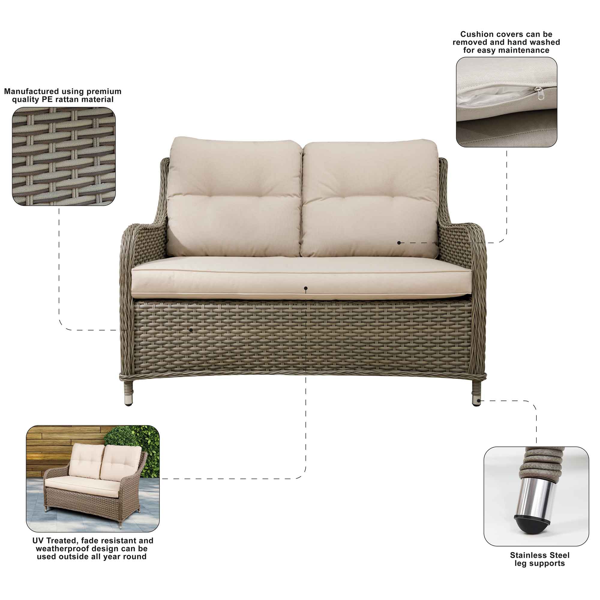 Dellonda DG70 Outdoor Furniture Action shot - information