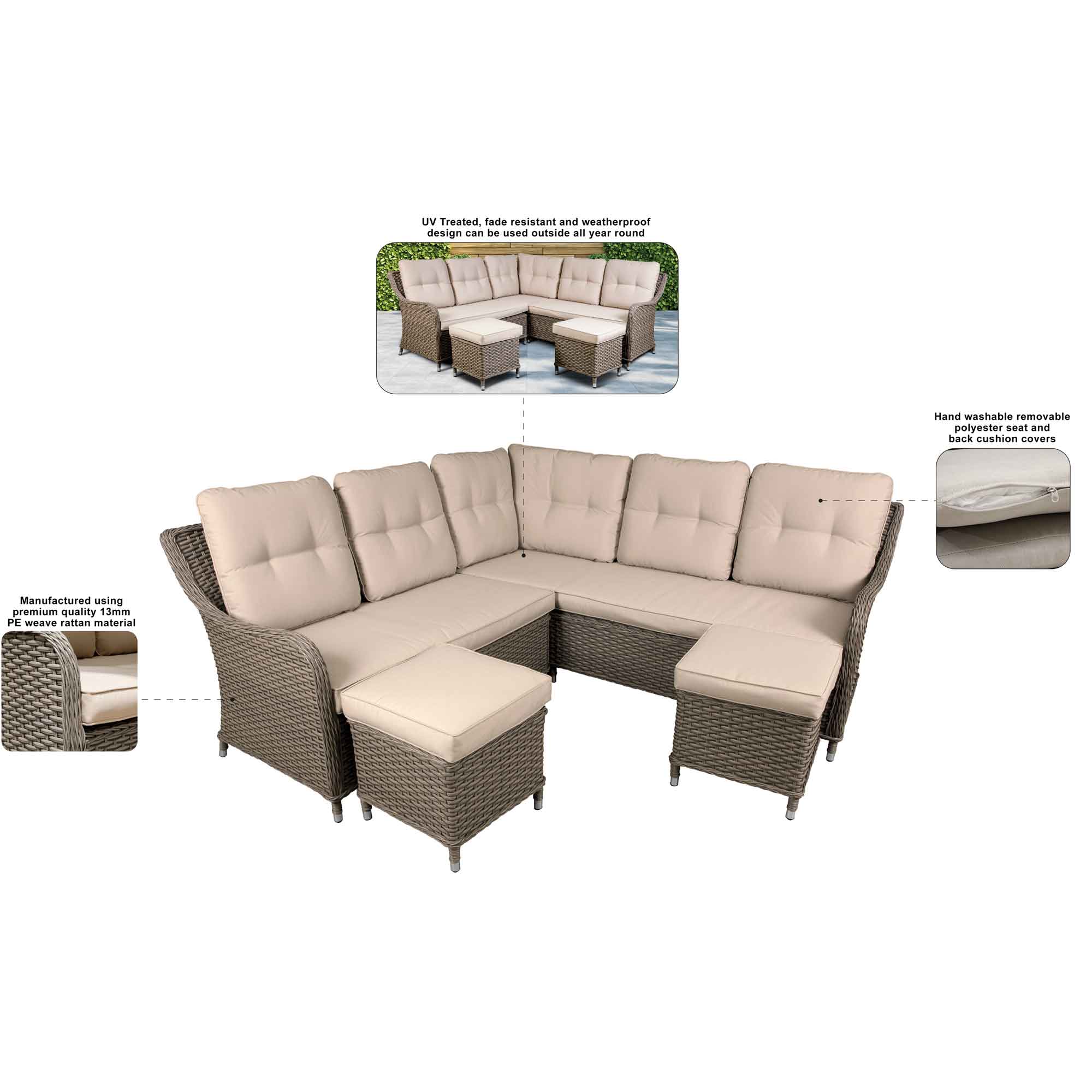 Dellonda DG72 Outdoor Sofas Action shot - information