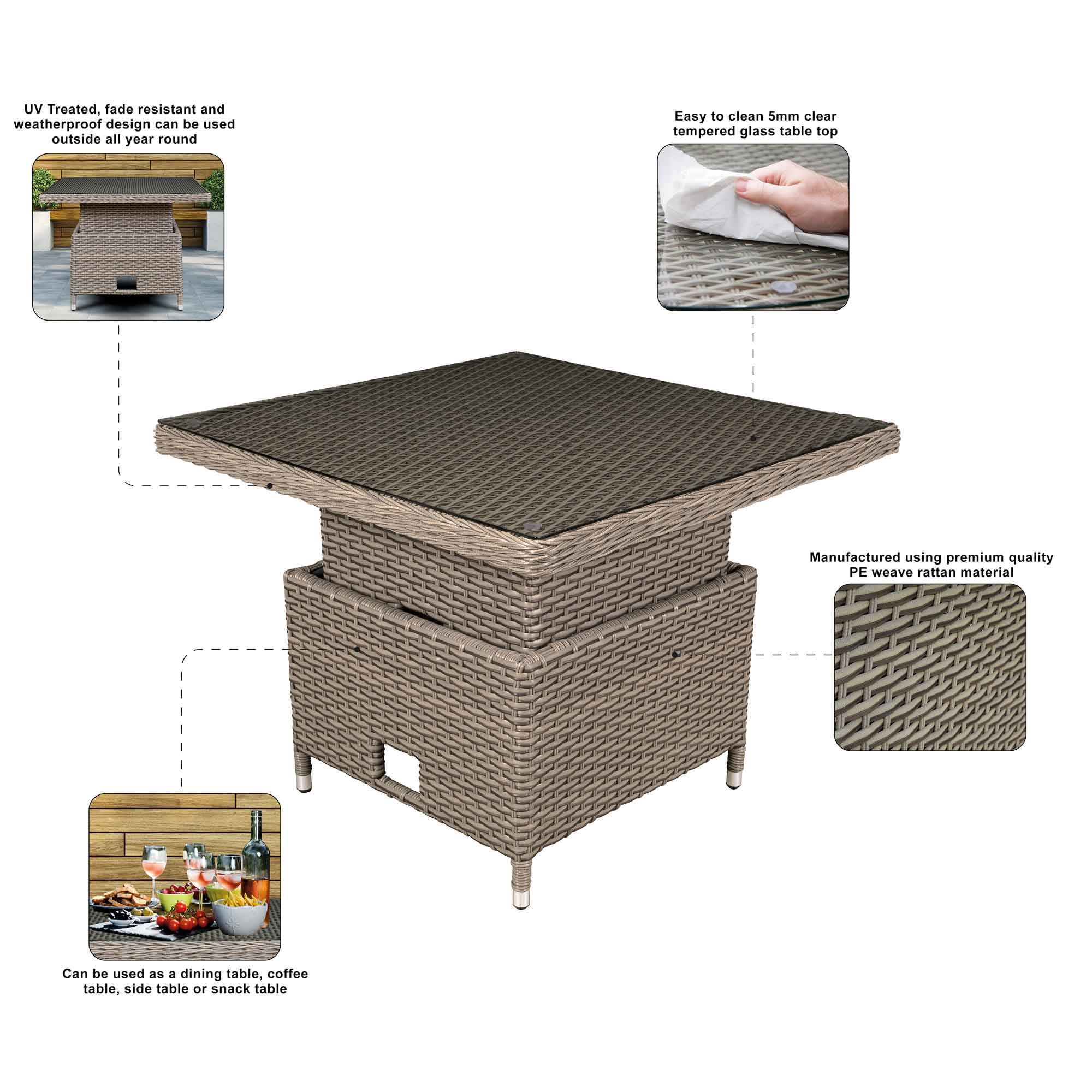 Dellonda DG73 Dining Tables Action shot - information