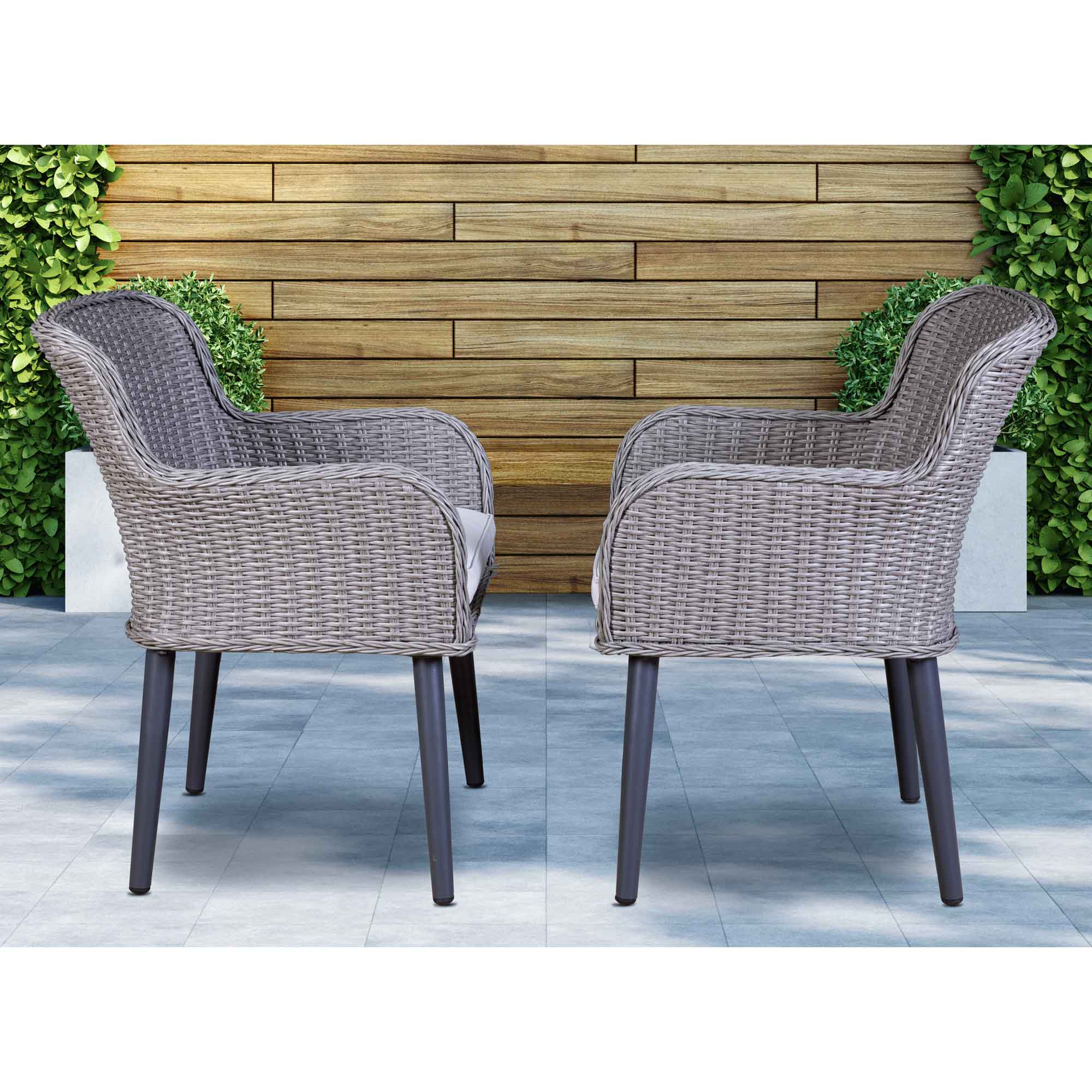 Dellonda DG76 Dining Chairs Action shot - on patio - straight on