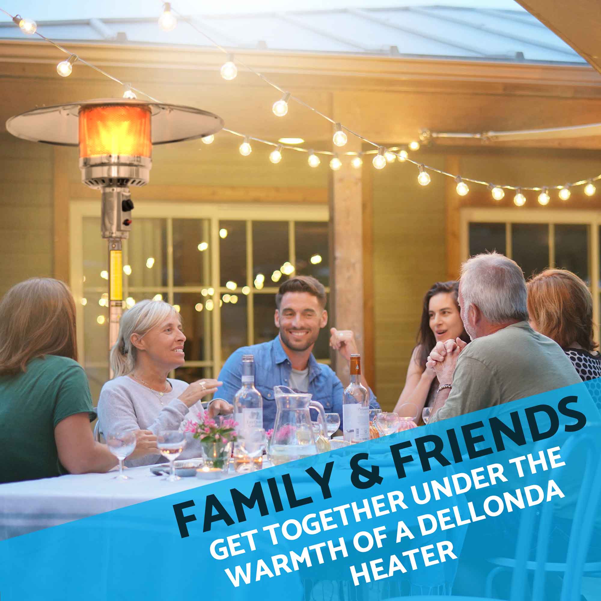 Dellonda DG97 Patio Heaters Action shot - friends - family