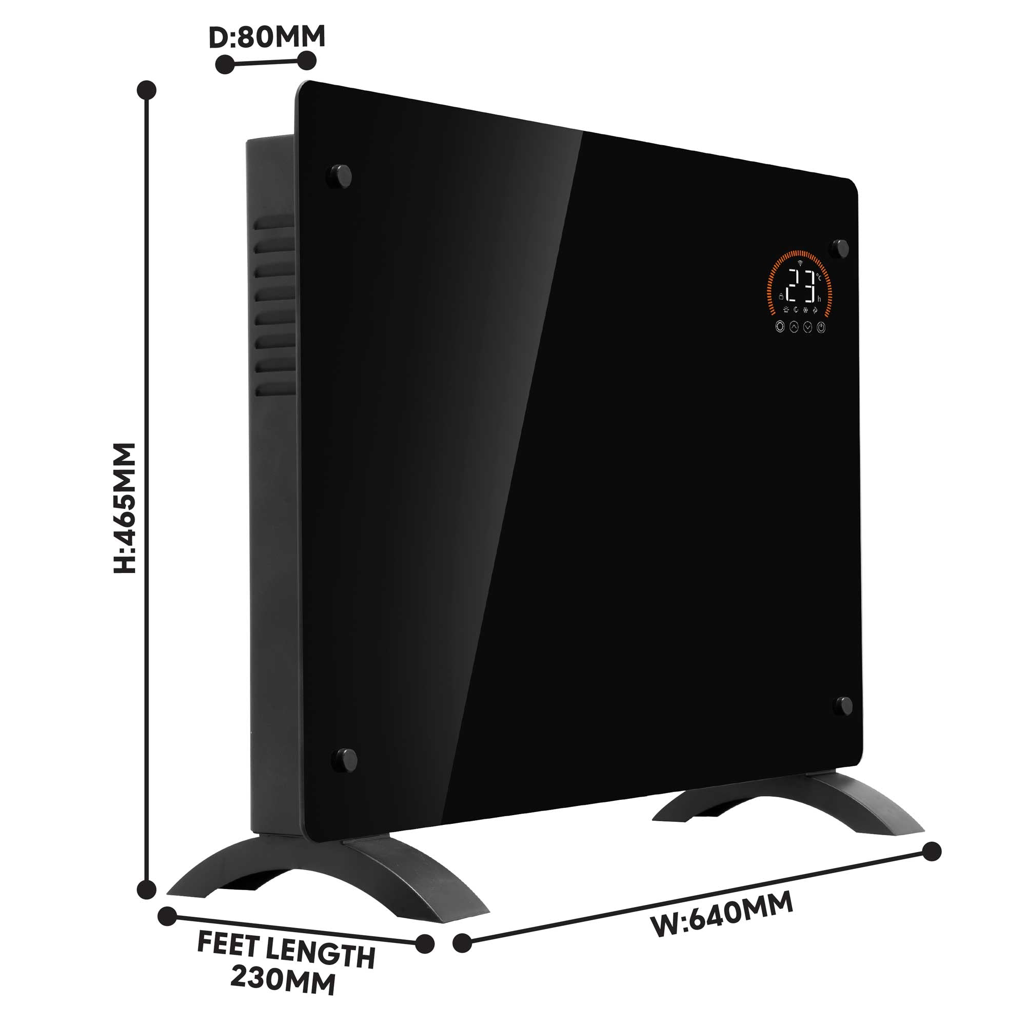 Baridi DH137 Glass Panel Heaters Action shot - dimensions