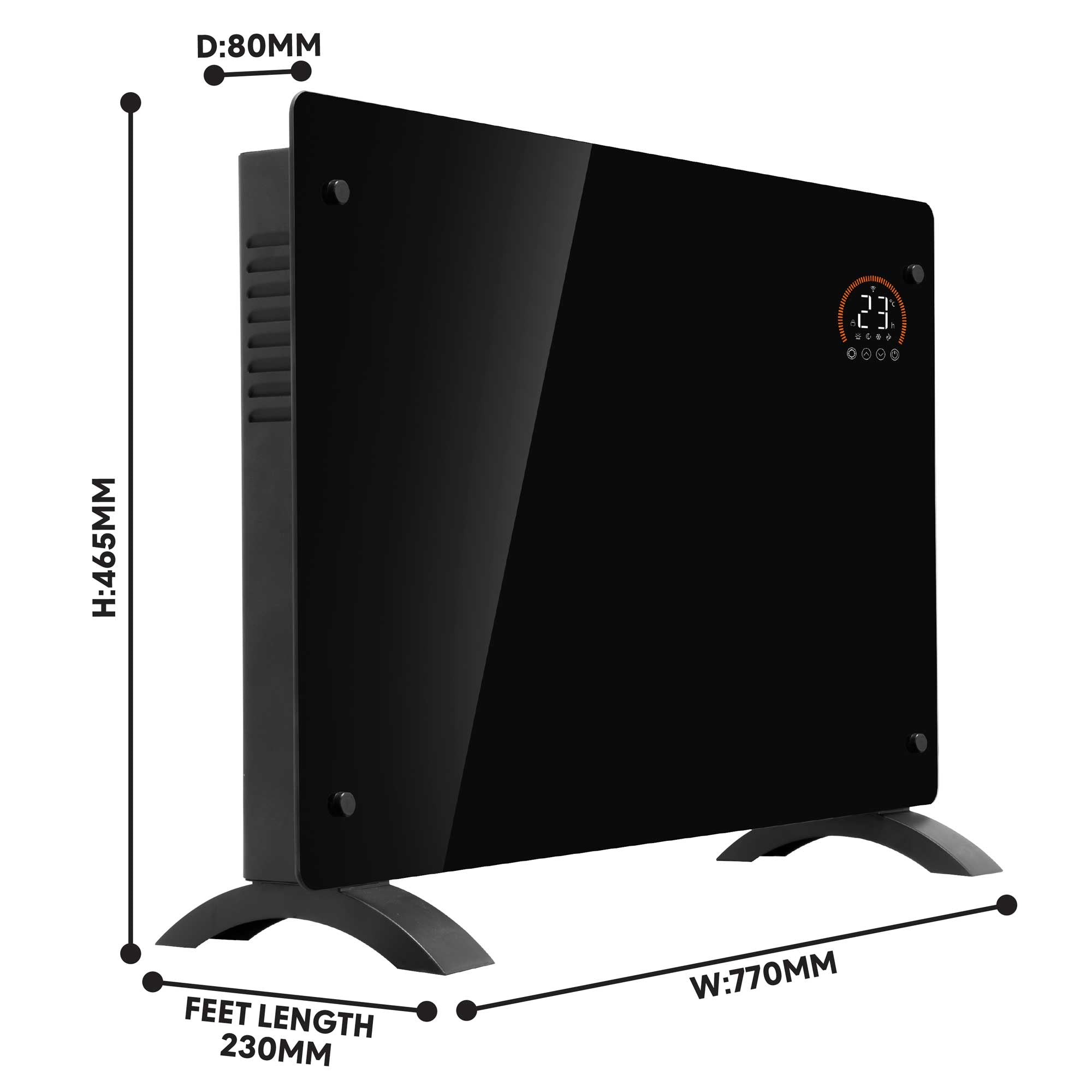 Baridi DH139 Glass Panel Heaters Action shot - dimensions