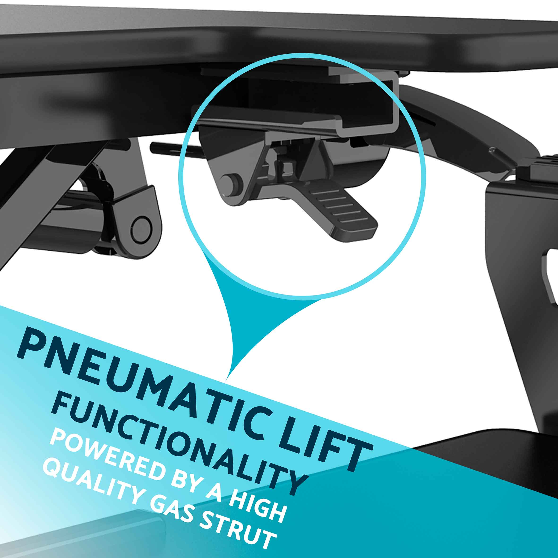 Dellonda DH14 Adjustable Desk Action shot - pneumatic - lift