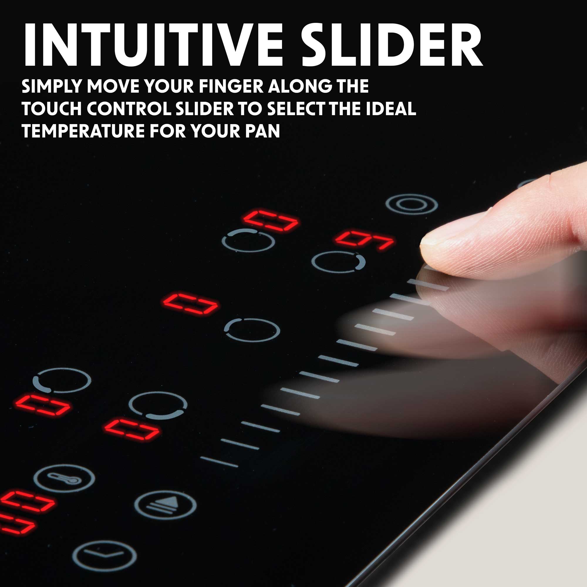 Baridi DH175 Ceramic Hob Action shot - slider - touch - control