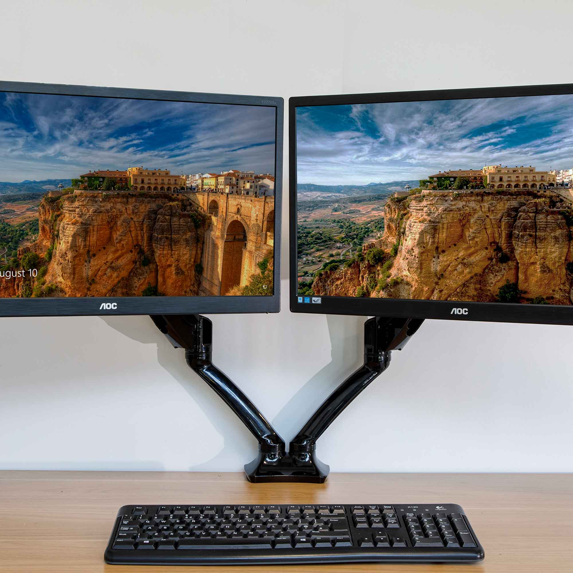 Dellonda DH25 Monitor Arms Action shot - on desk