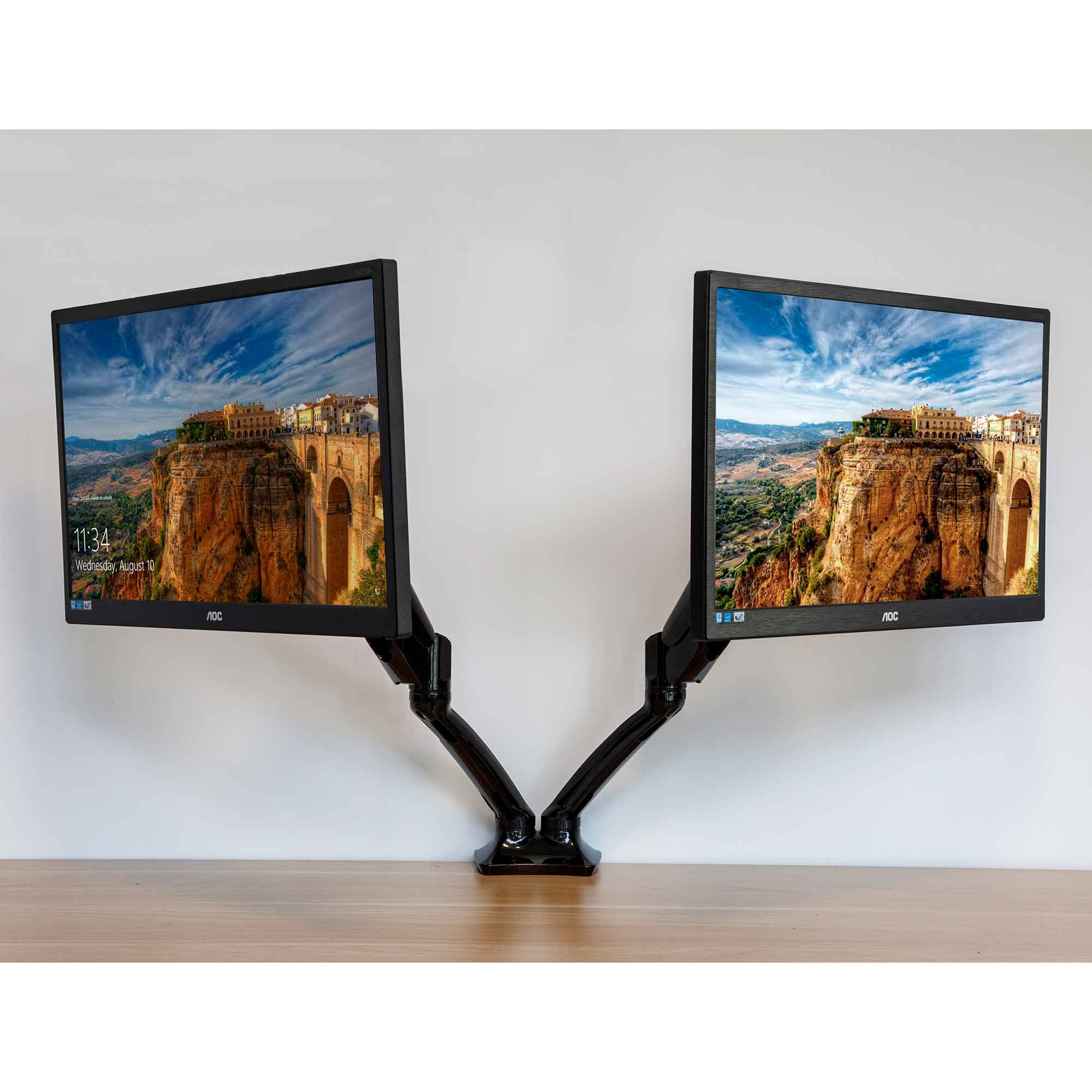 Dellonda DH25 Monitor Arms Action shot - screens - apart