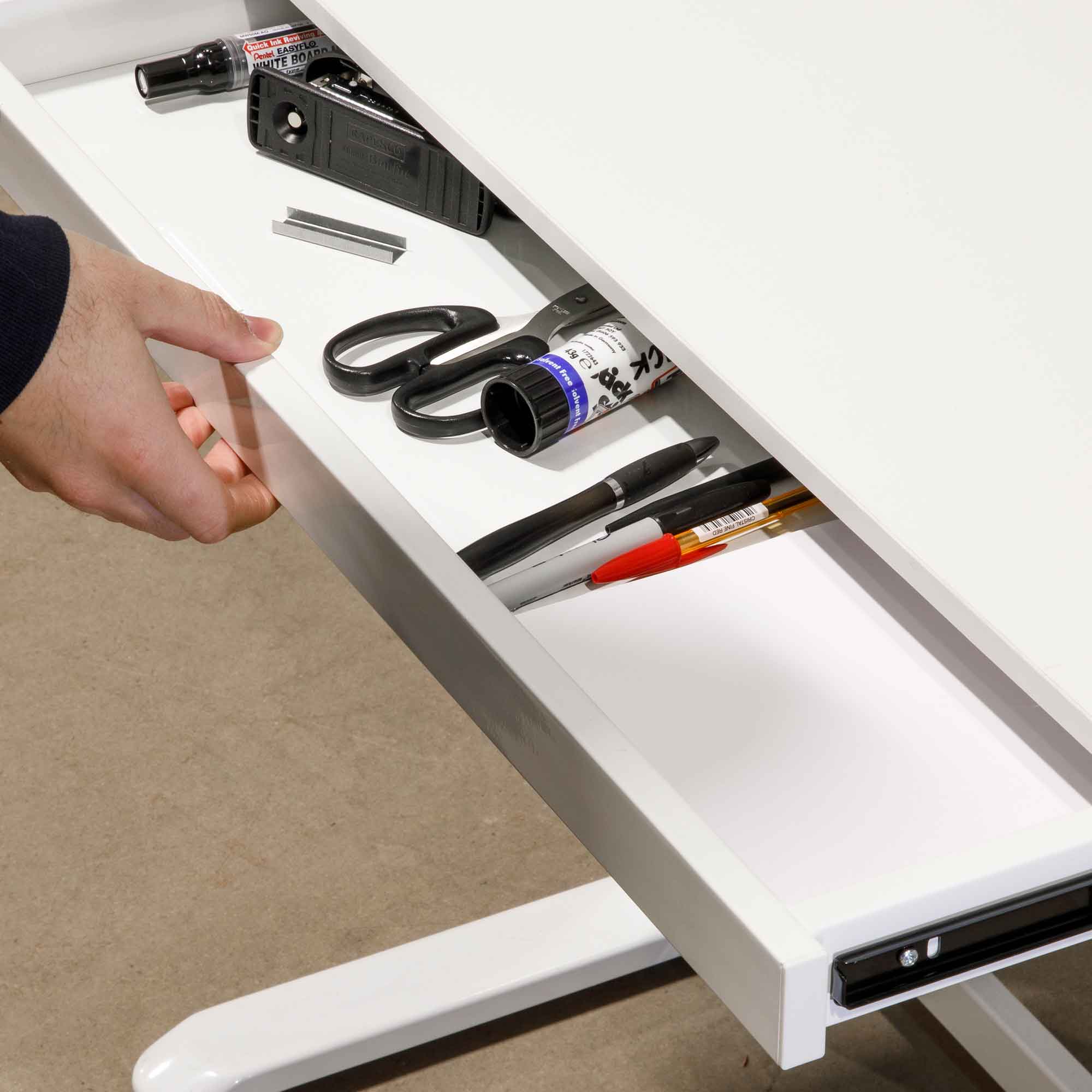 Dellonda DH54 Adjustable Desk Action shot - drawer