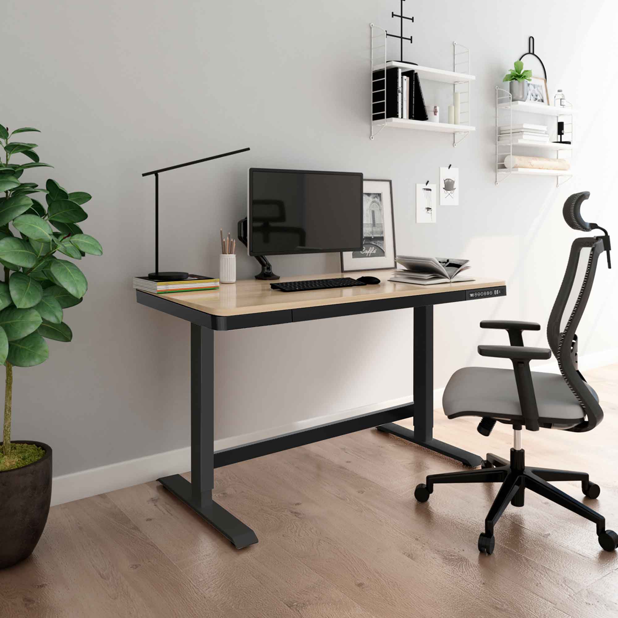Dellonda DH65 Adjustable Desk Action shot - in room