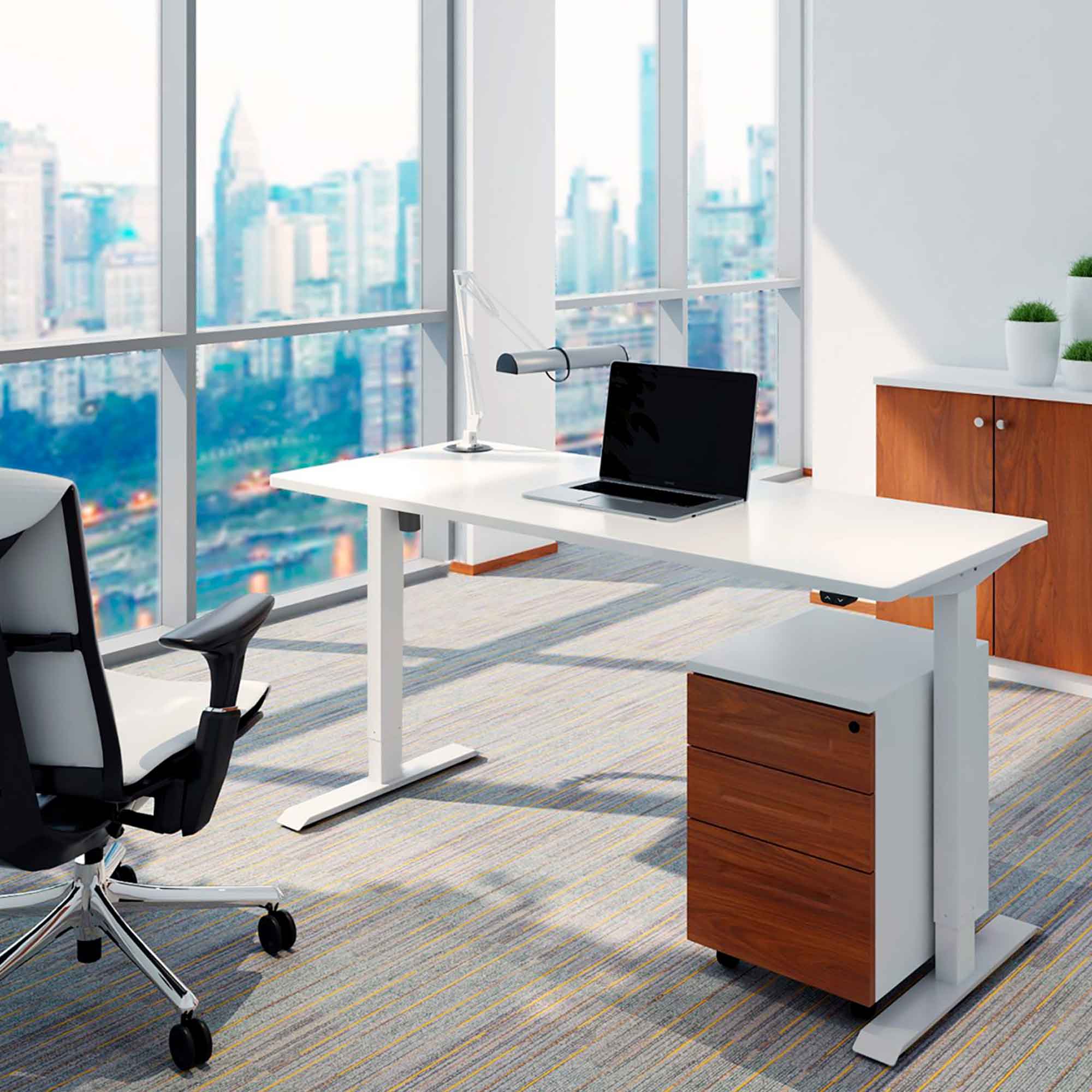 Dellonda DH67 Adjustable Desk Action shot - in office