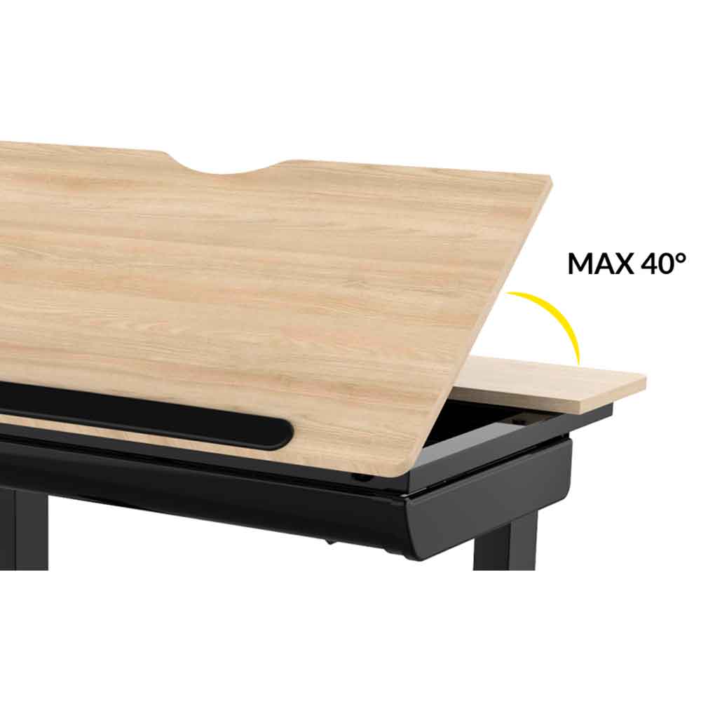 Dellonda DH71 Electric Drawing Table Action shot - tilting - tabletop
