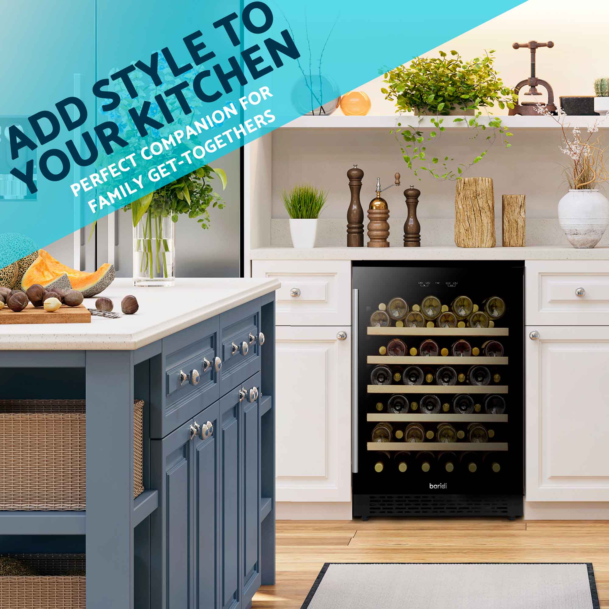 Baridi DH78 Wine Fridges Action shot - add - style to you - kitchen