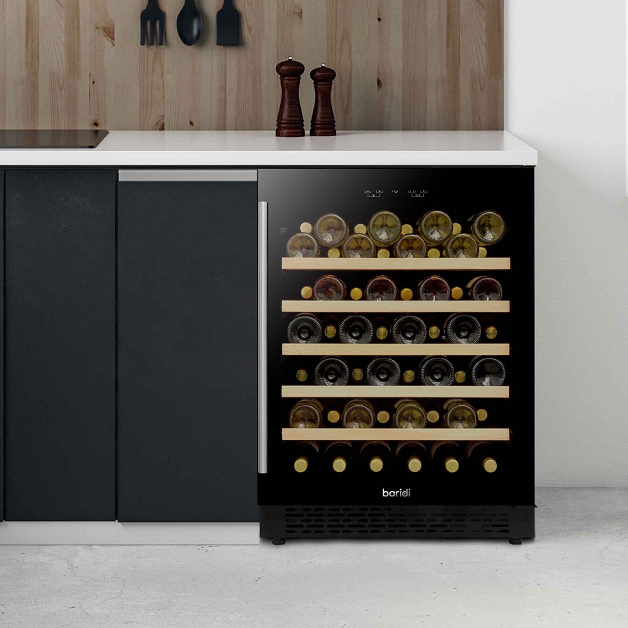 Baridi DH78 Wine Fridges Action shot - lifestyle in kitchen - 2nd perspective