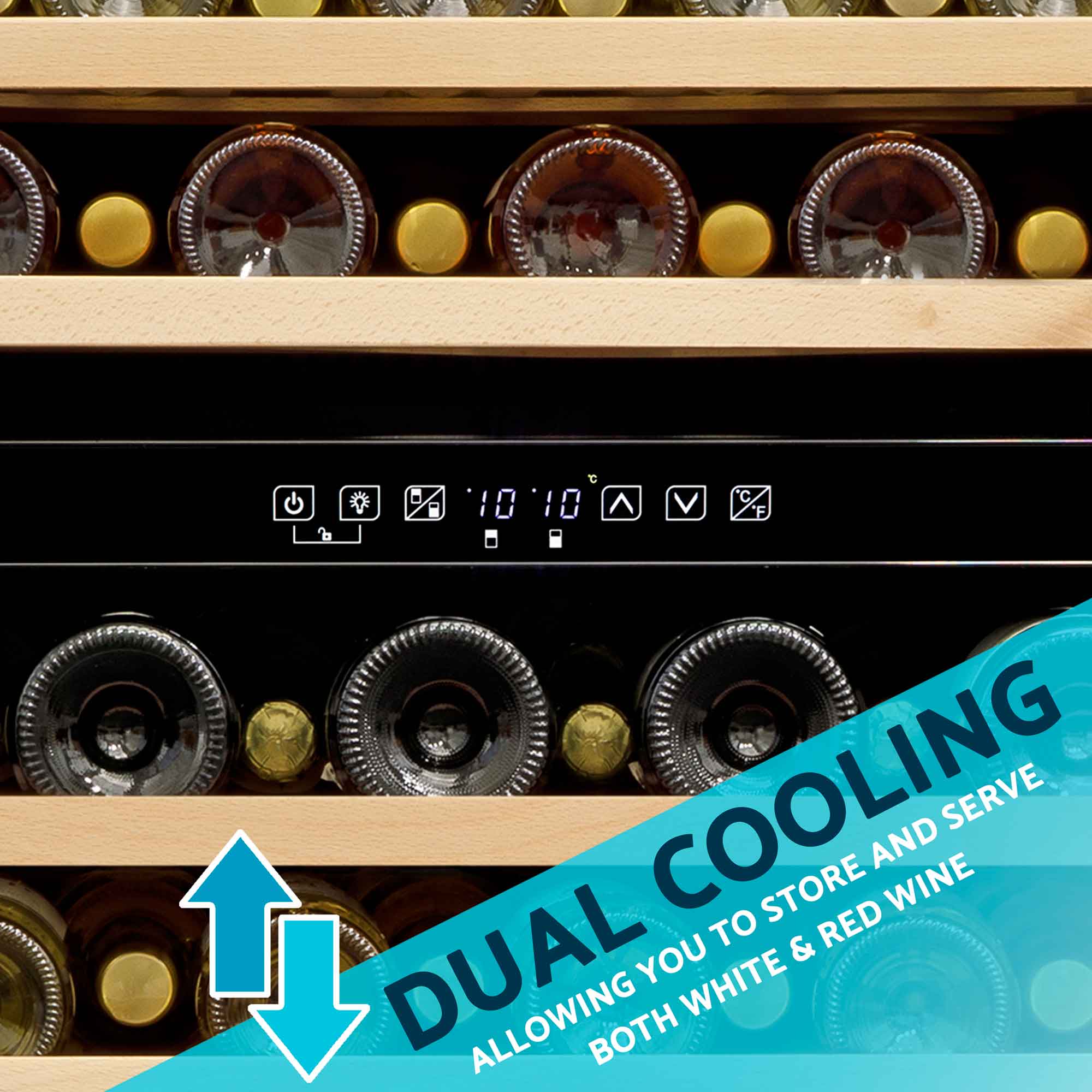 Baridi DH79 Wine Fridges Action shot - dual - zone