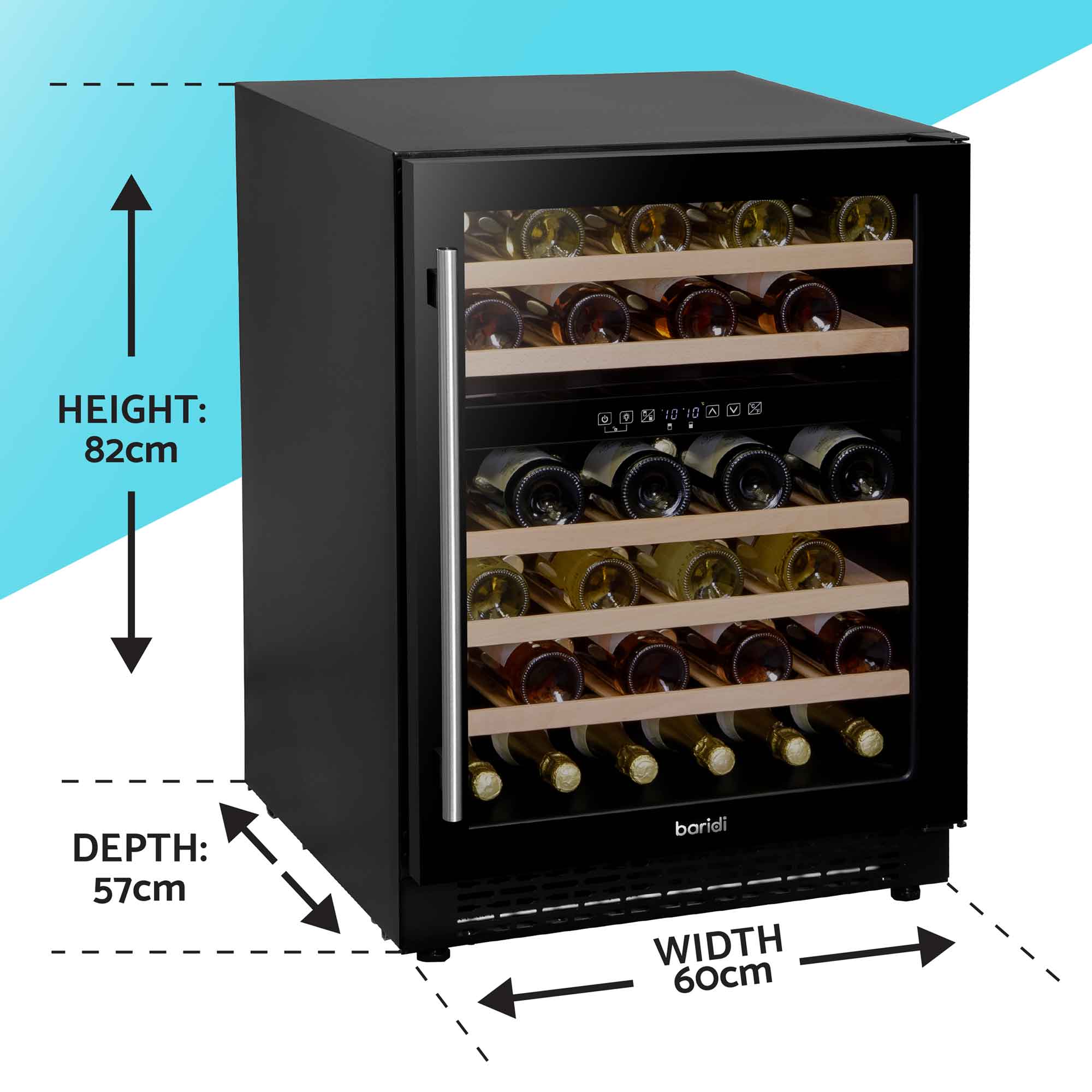 Baridi DH79 Wine Fridges Action shot - dimensions