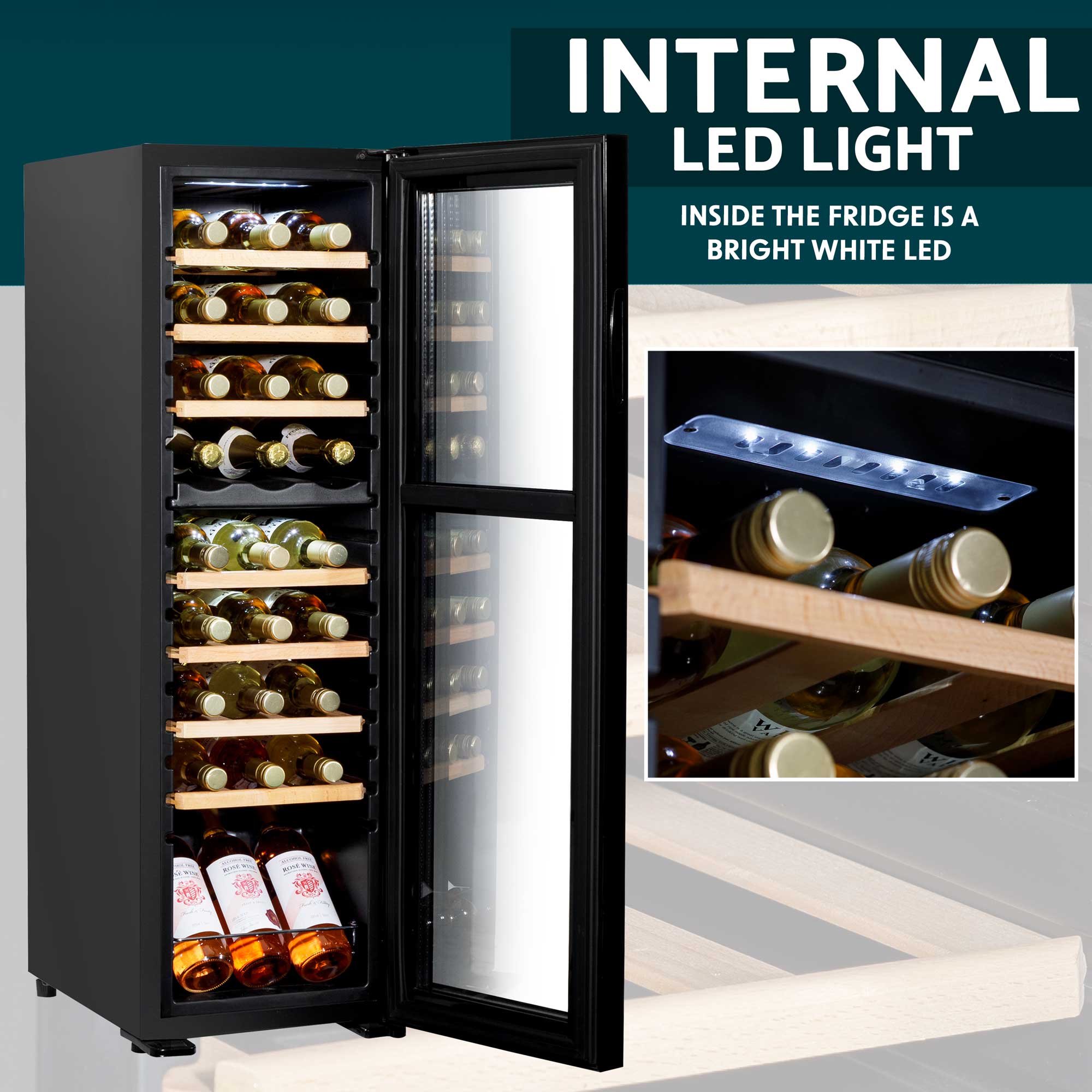 Baridi DH90 Wine Fridges Action shot - internal - light