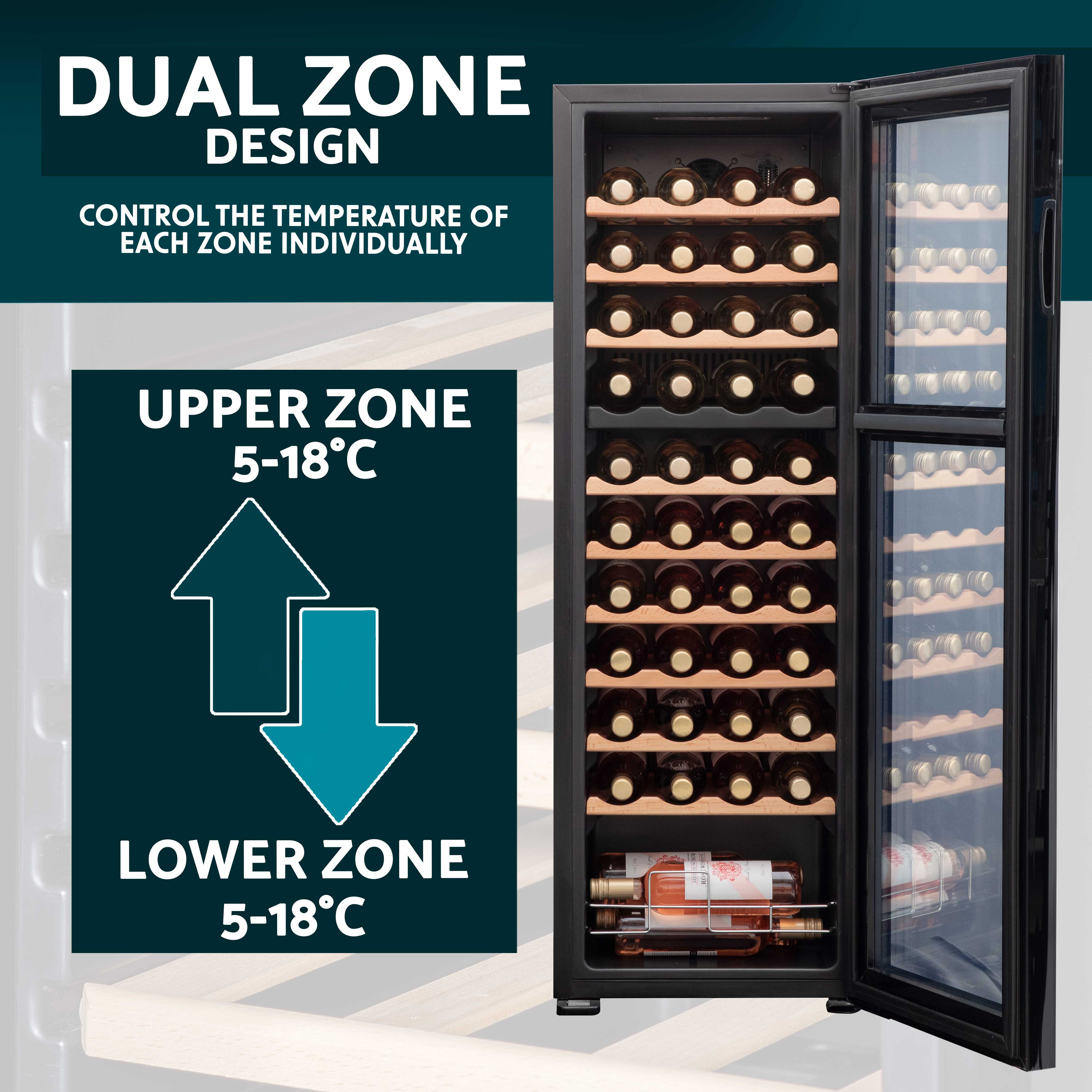 Baridi DH92 Wine Fridges Action shot - dual - zone