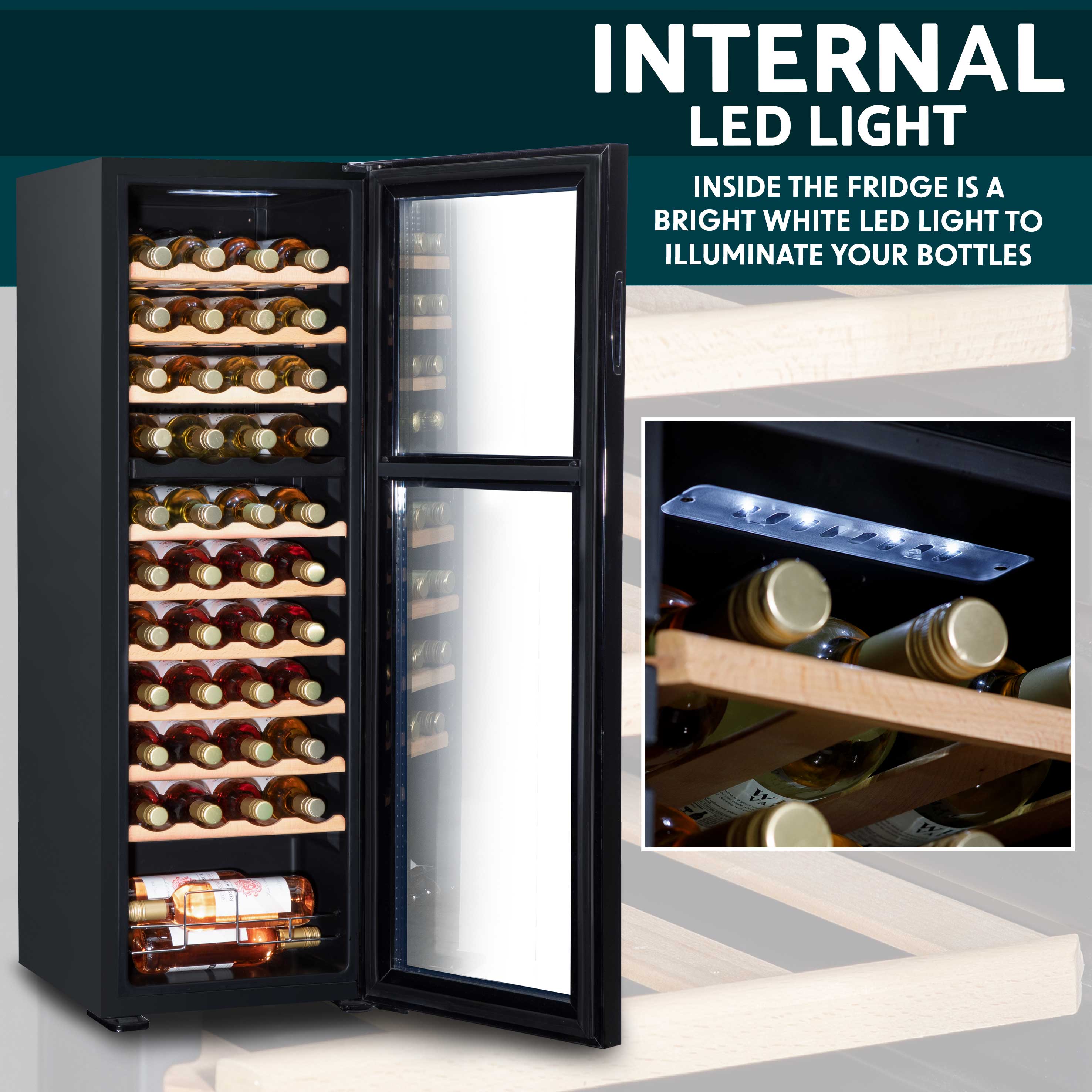 Baridi DH92 Wine Fridges Action shot - internal - led