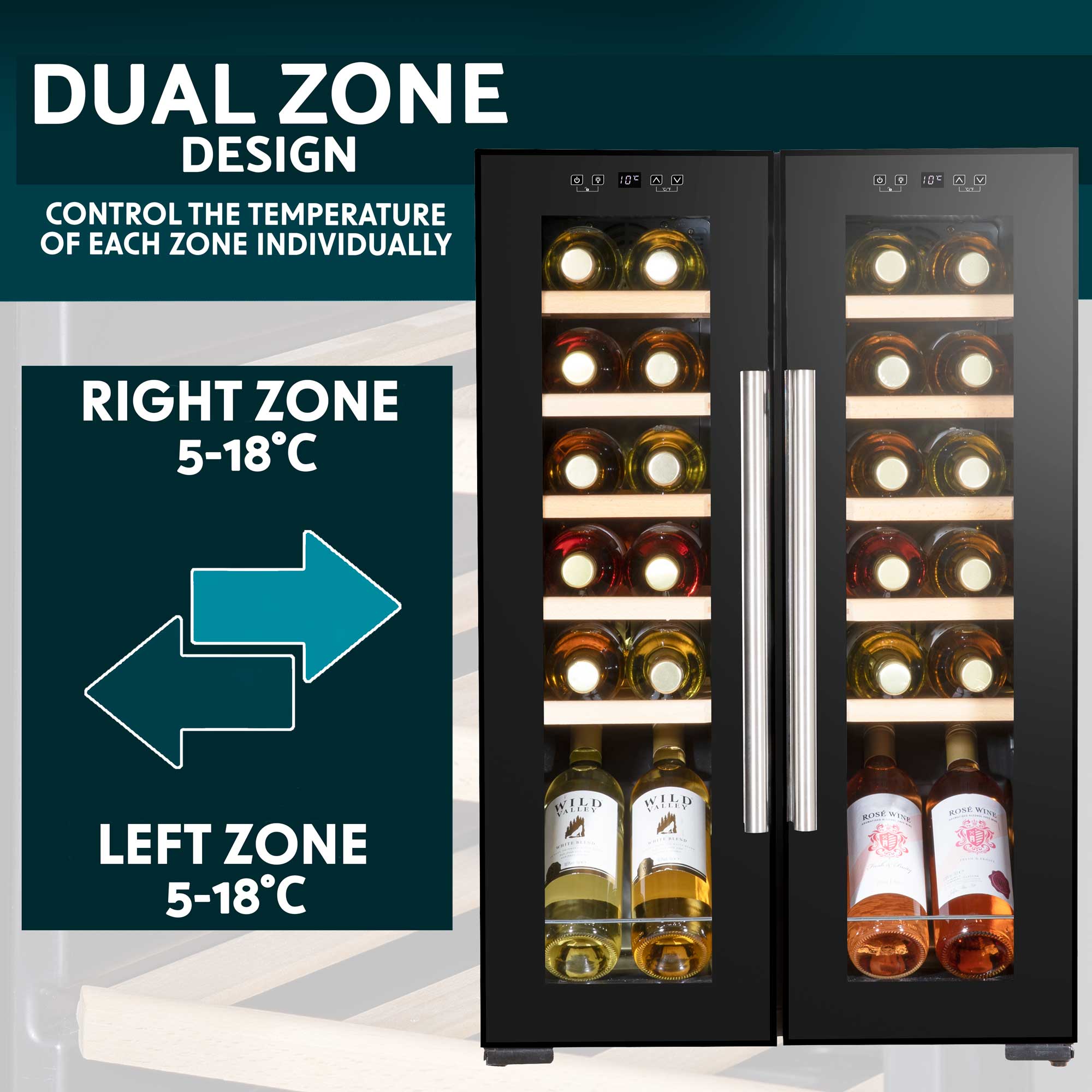 Baridi DH97 Wine Fridges Action shot - dual - zone