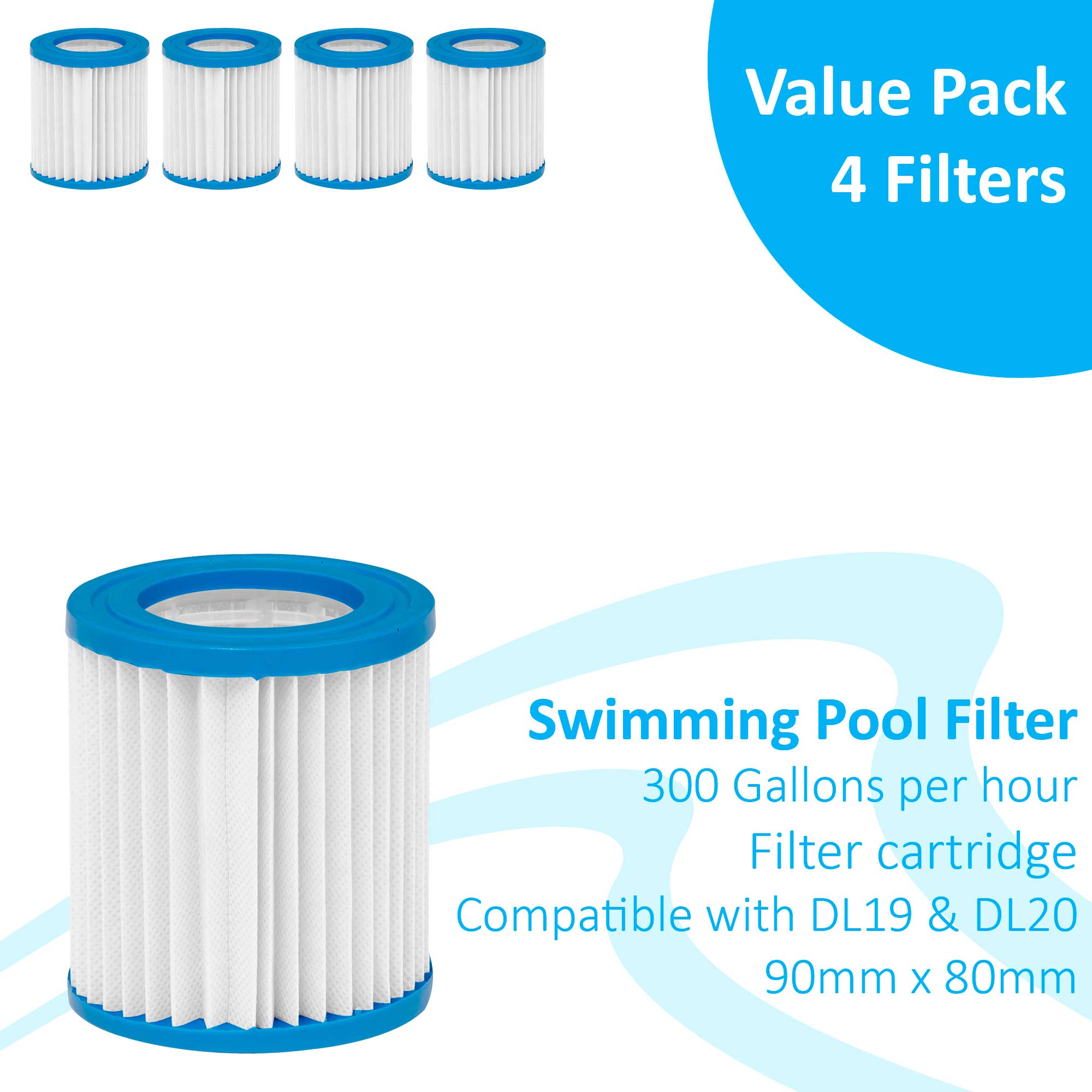 6 Cartuchos De Filtro Plegables Para Bomba Best-way 58381/Typ I - Compatible Con Modelo 58093 | Para Piscinas Y Spas