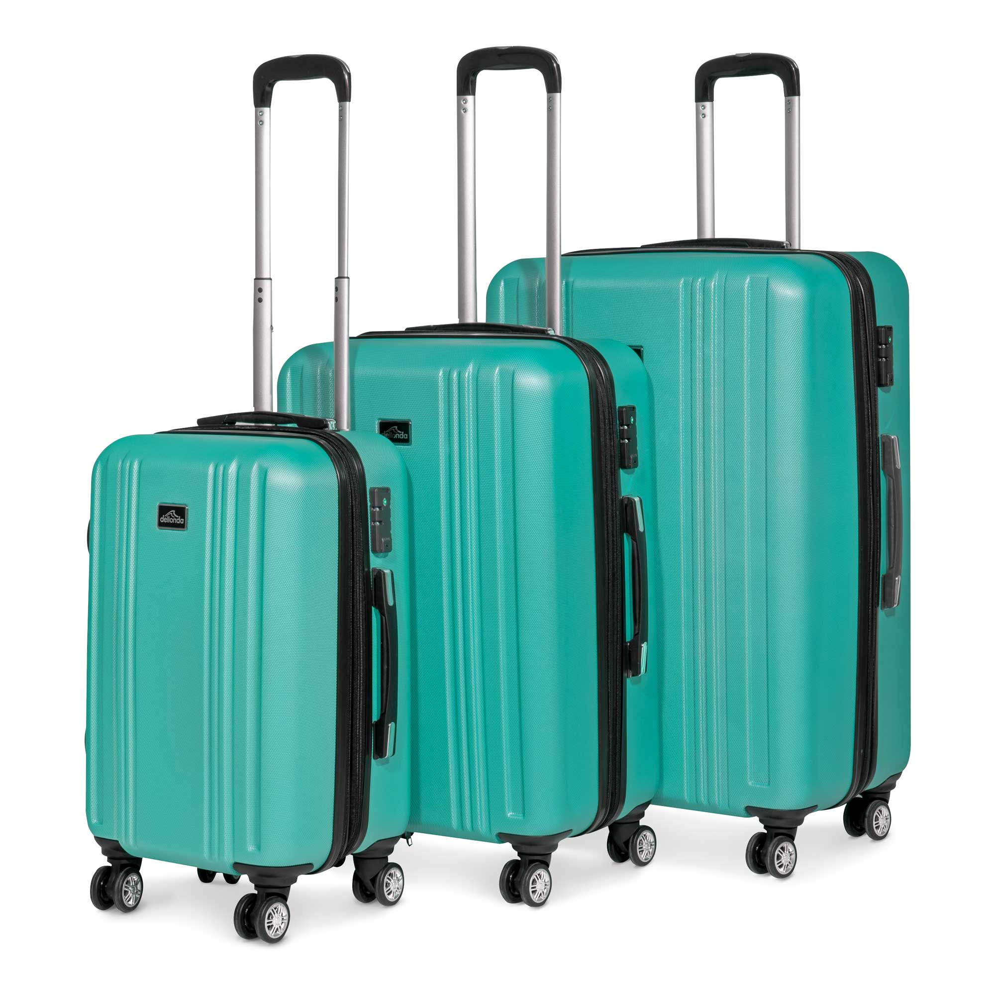3-Piece Lightweight Luggage Suitcase Trolley Set ABS TSA Lock Teal