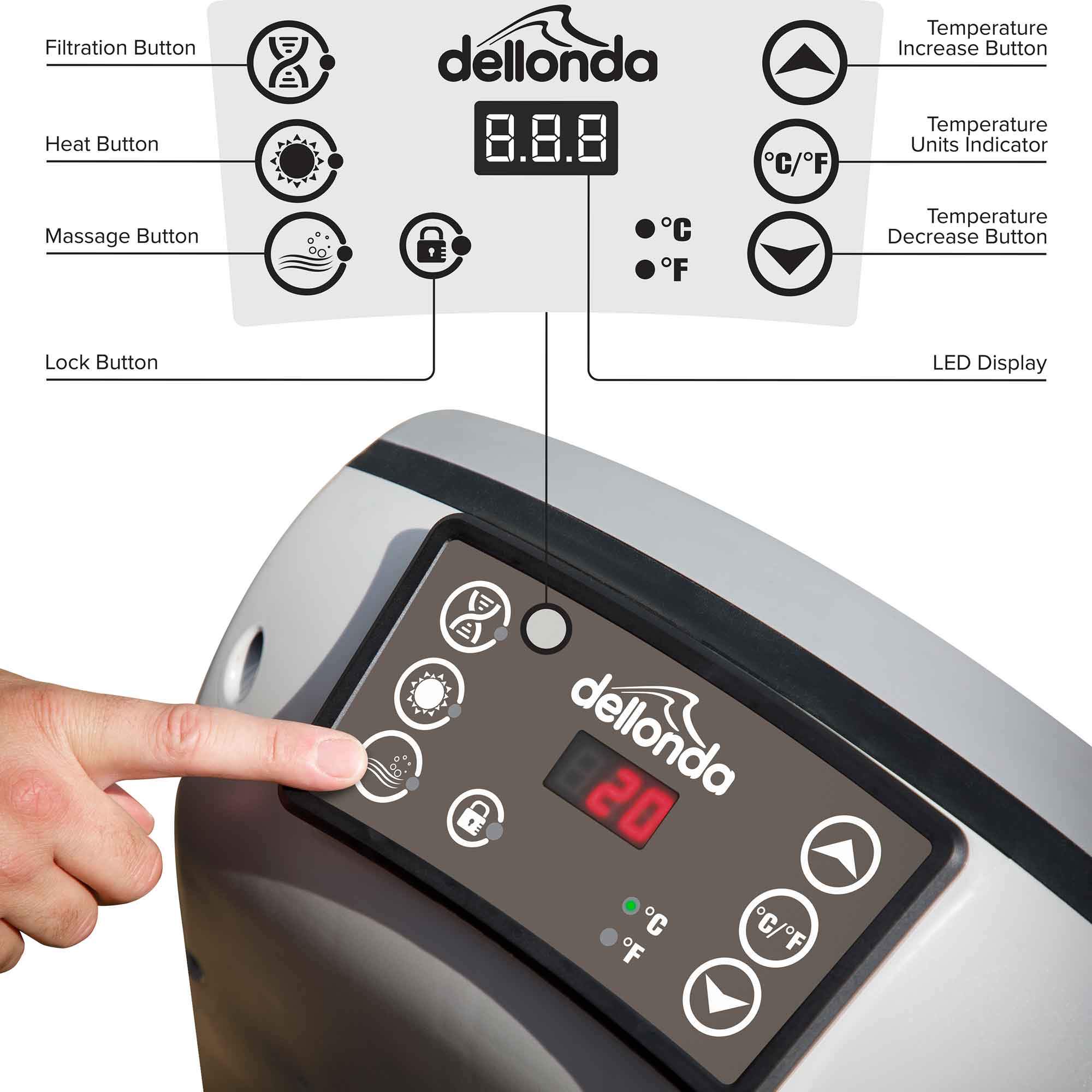 Dellonda DL16 Hot Tubs Action shot - control - dial