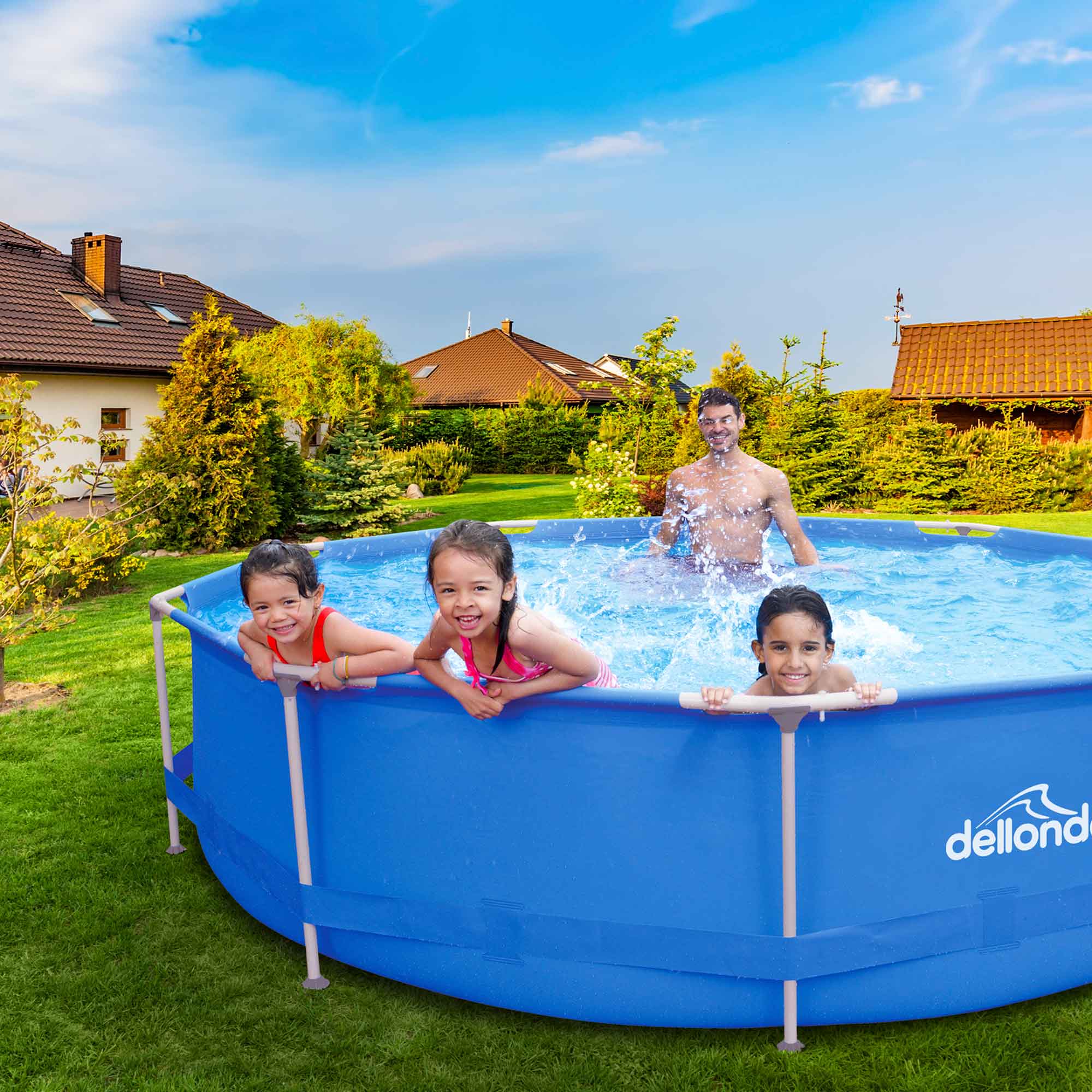 Dellonda DL20 Steel Frame Pools Action shot - in garden