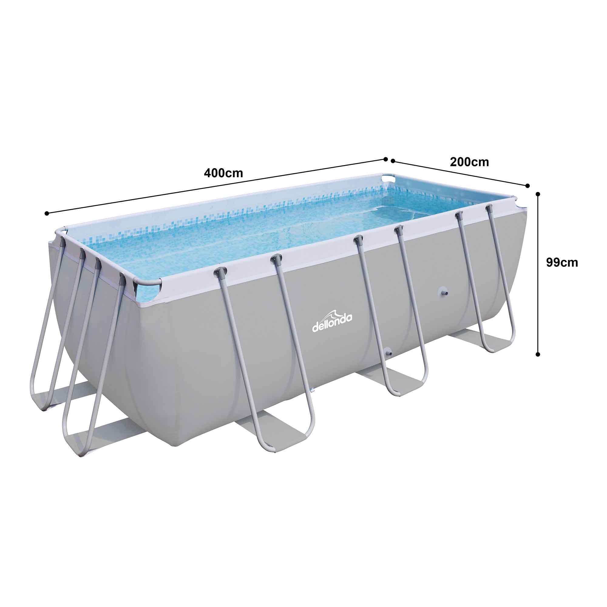 Dellonda DL21 Steel Frame Pools Action shot - dimensions