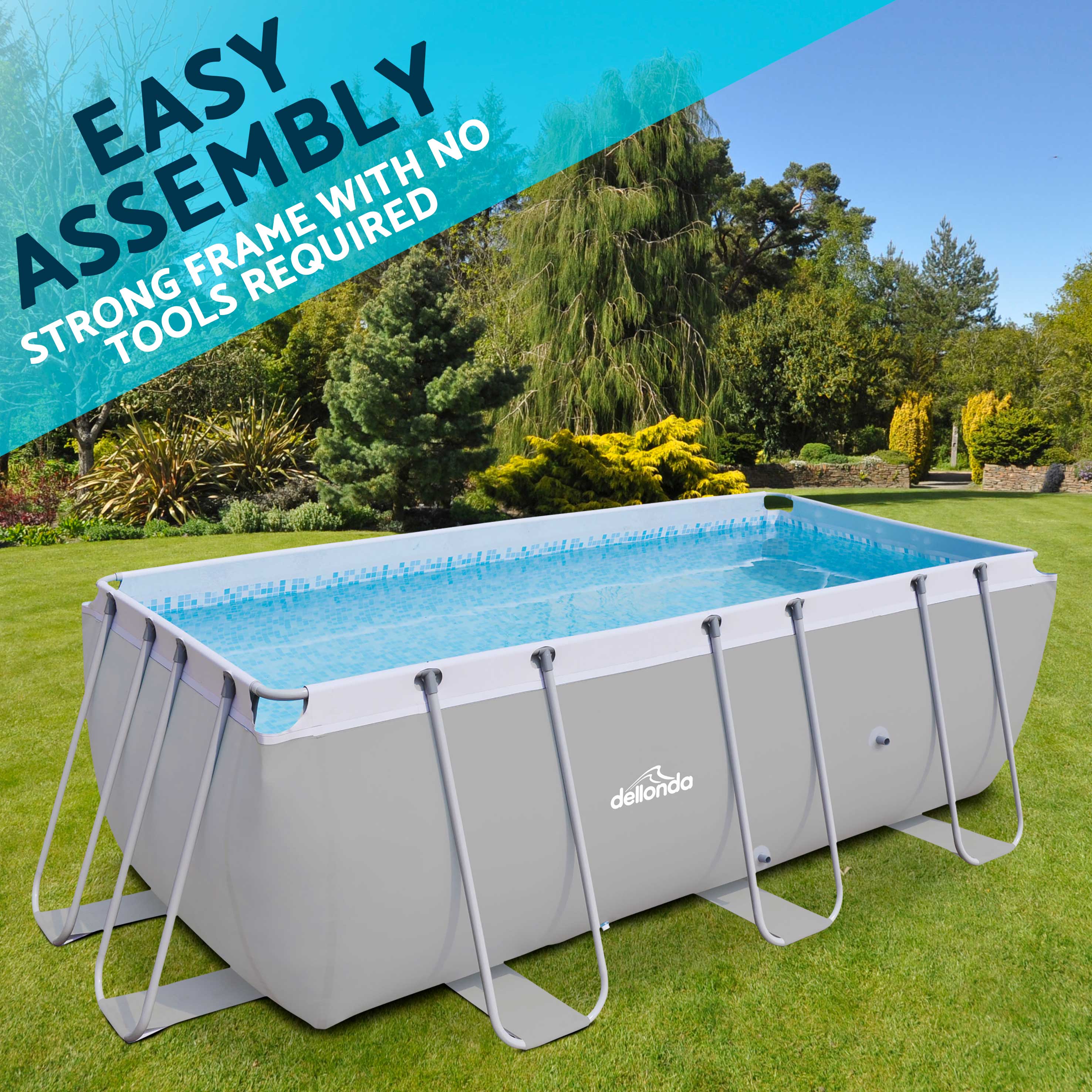 Dellonda DL21 Steel Frame Pools Action shot - no - tools - required