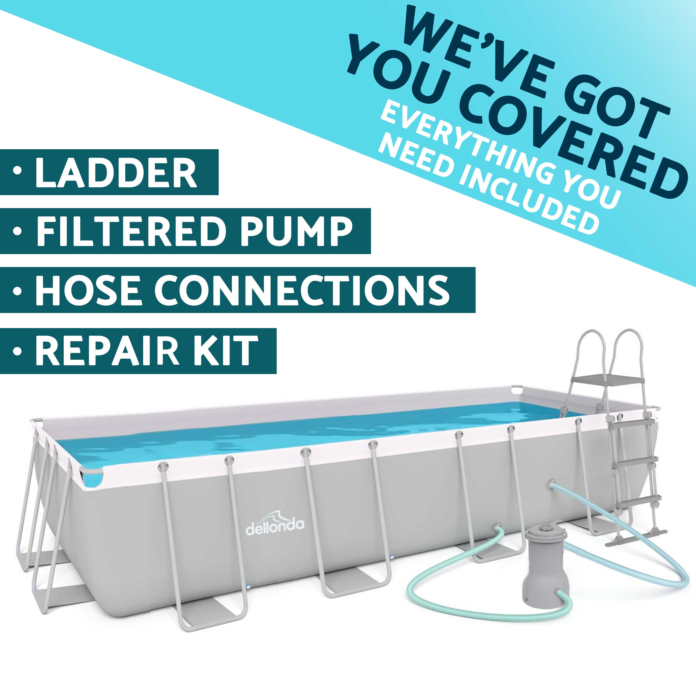 Dellonda DL22 Steel Frame Pools Action shot - everything - included