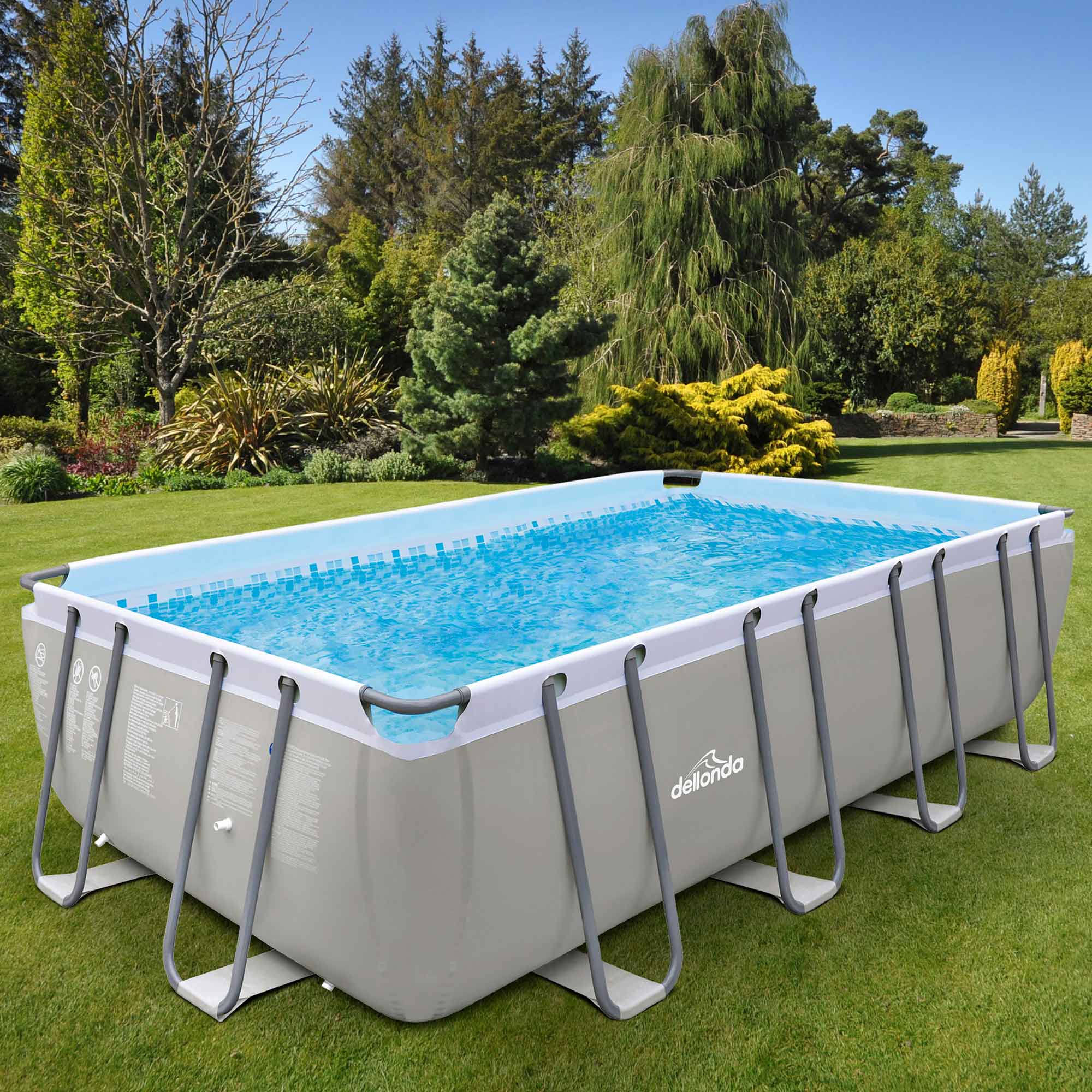 Dellonda DL22 Steel Frame Pools Action shot - in garden - 2nd perspective
