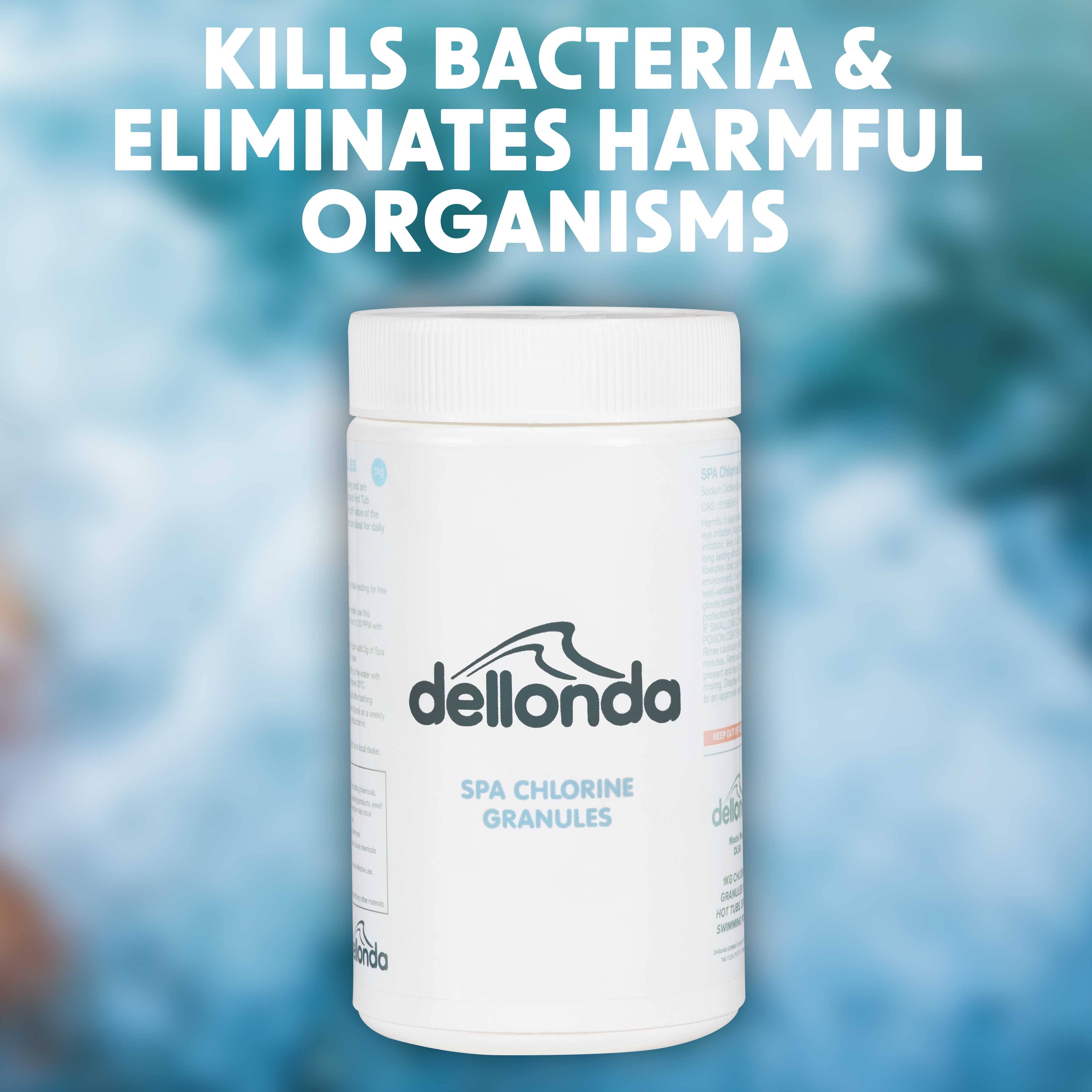 Dellonda DL50 Pool & Spa Chemicals Action shot - kills - bacteria