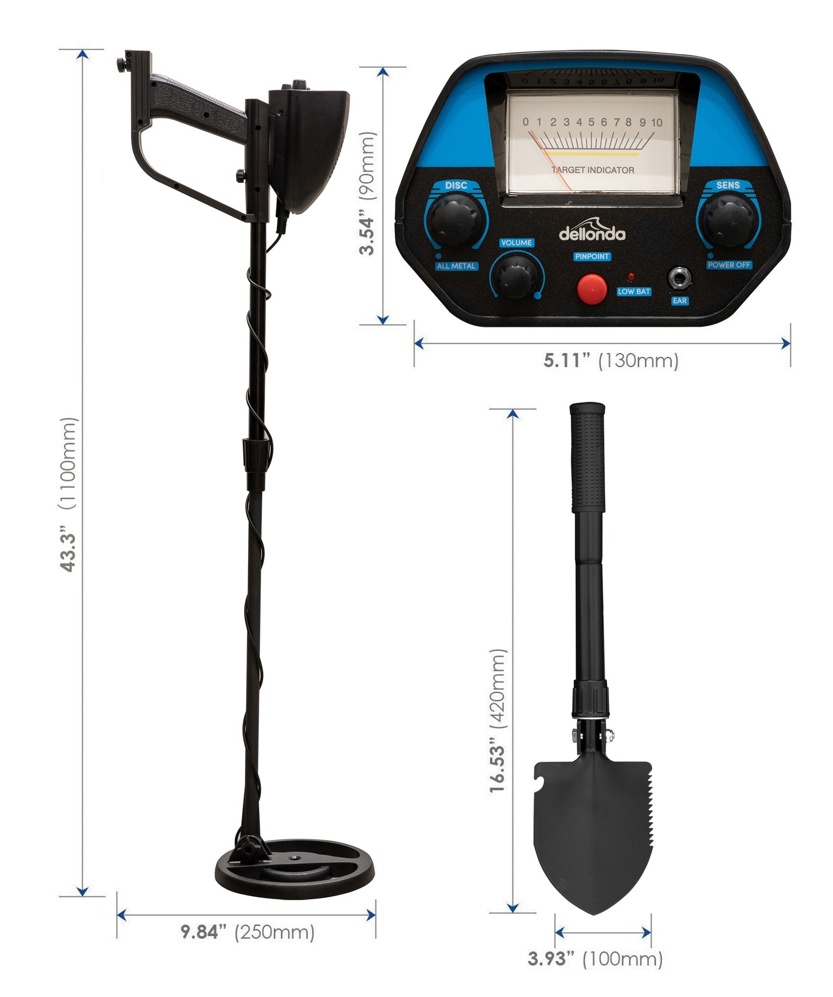 Dellonda DL6 Metal Detector Action shot - sizes