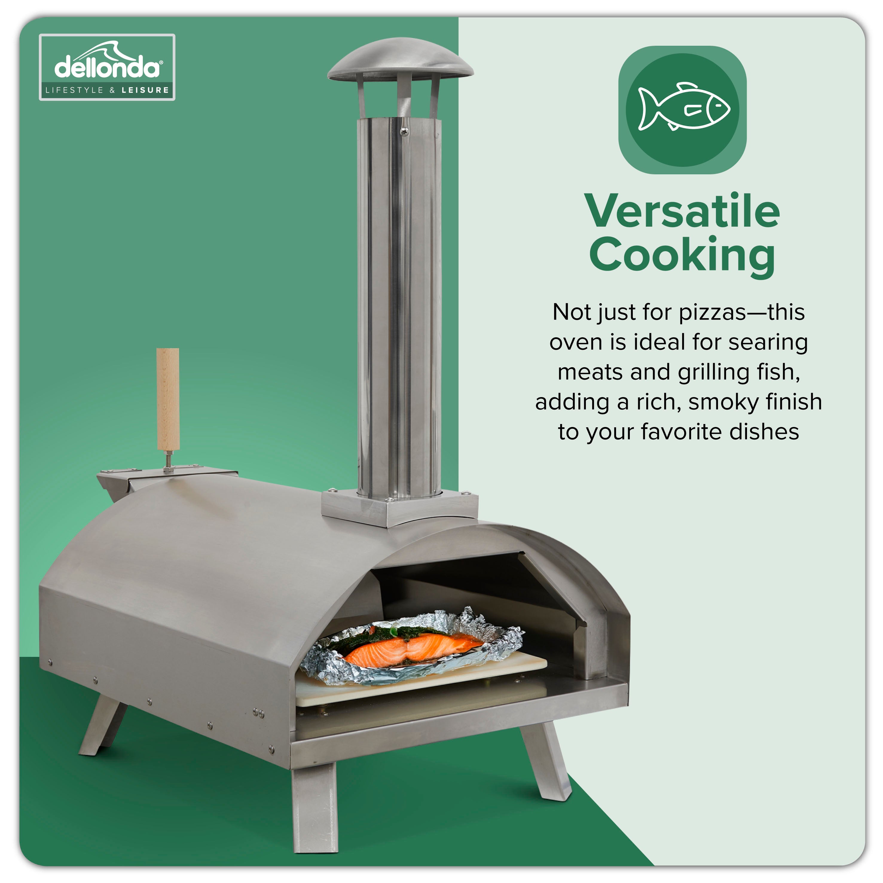 Wood-Fired Pizza Oven and Smoking Oven - Portable, Stainless Steel - DG11