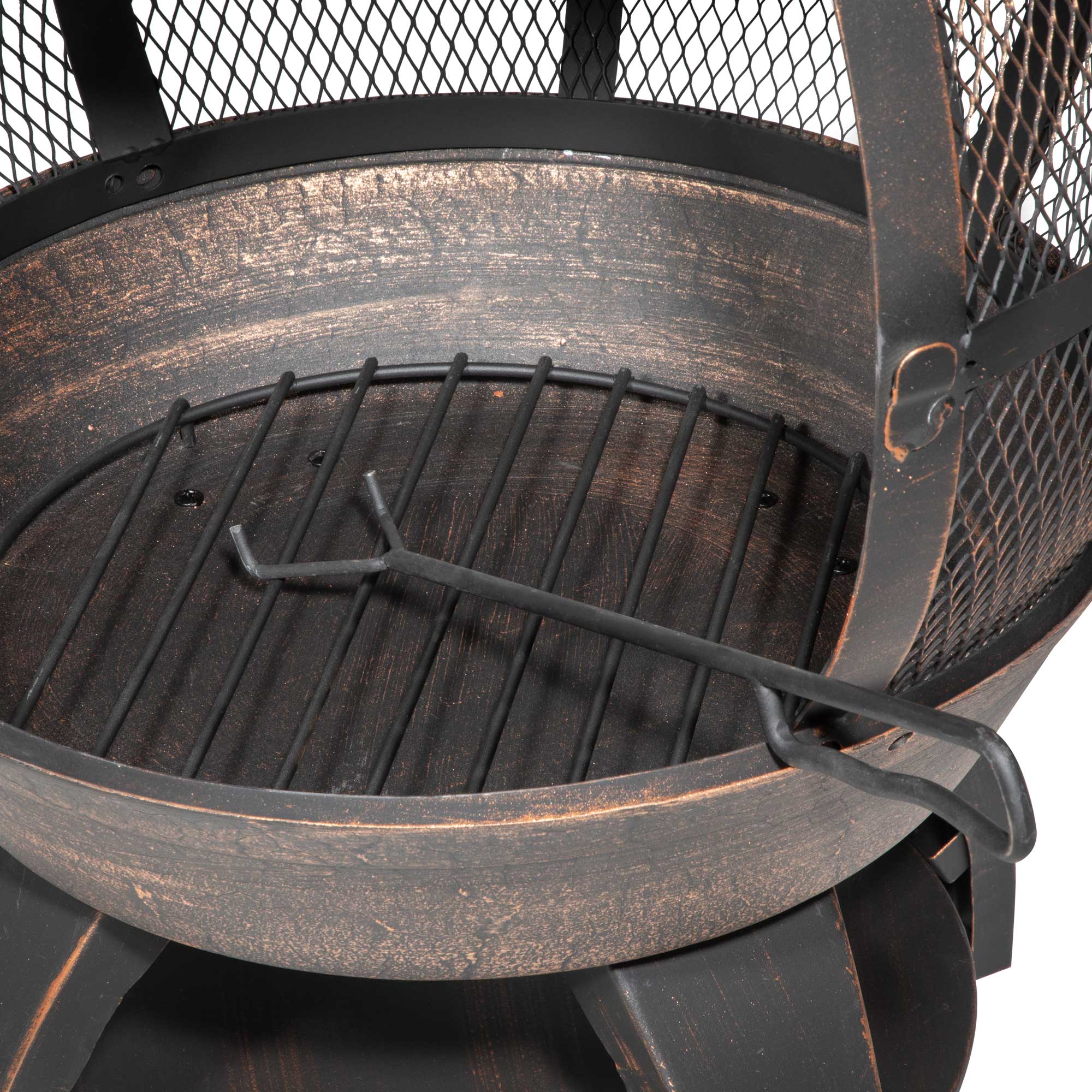 Deluxe 360° Chiminea/Fire Pit/Outdoor Heater - Antique Bronze Finish -