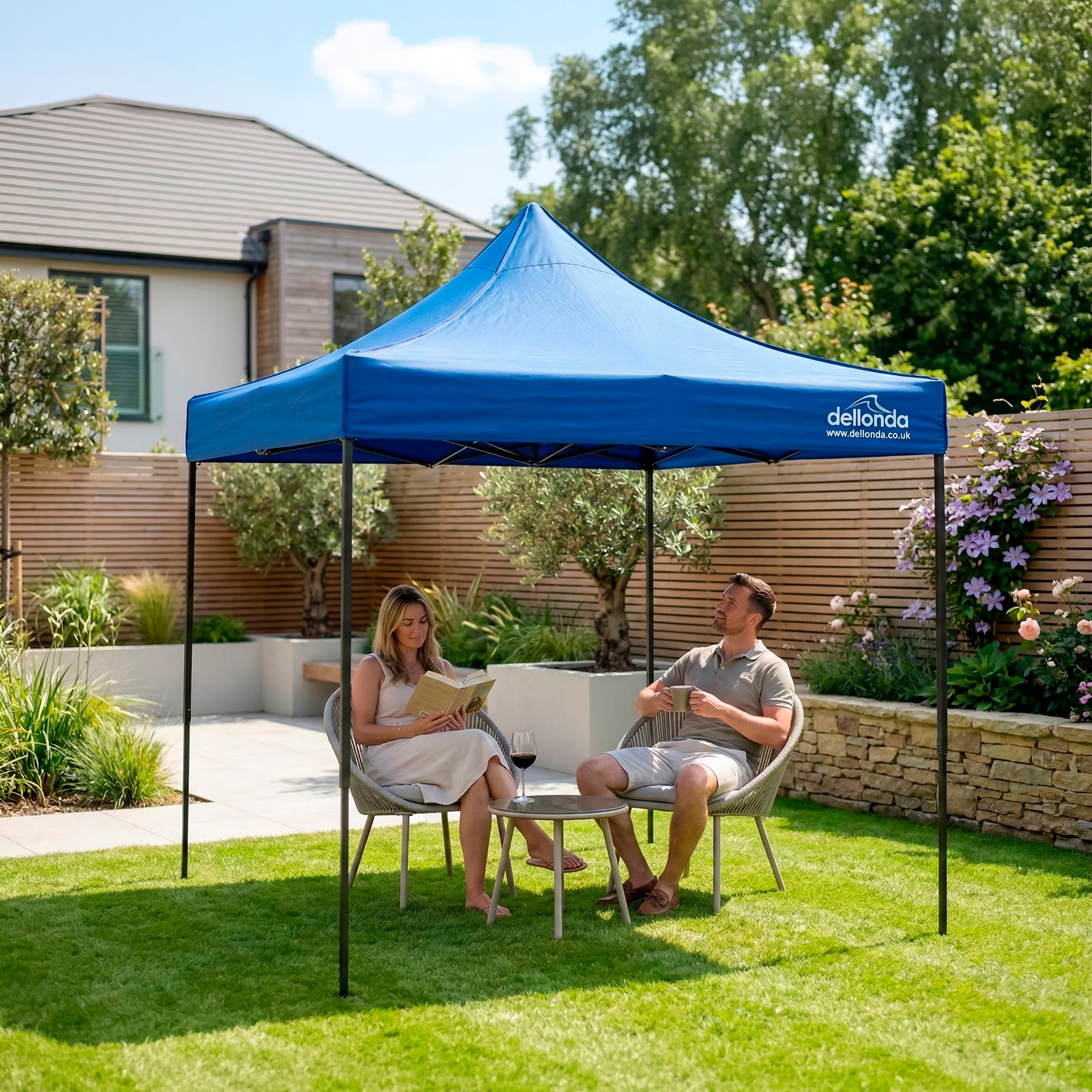 Premium 2x2m Pop-Up Gazebo, Water-Resistant, Carry Bag, Stakes & Weight Bags - Blue - DG127