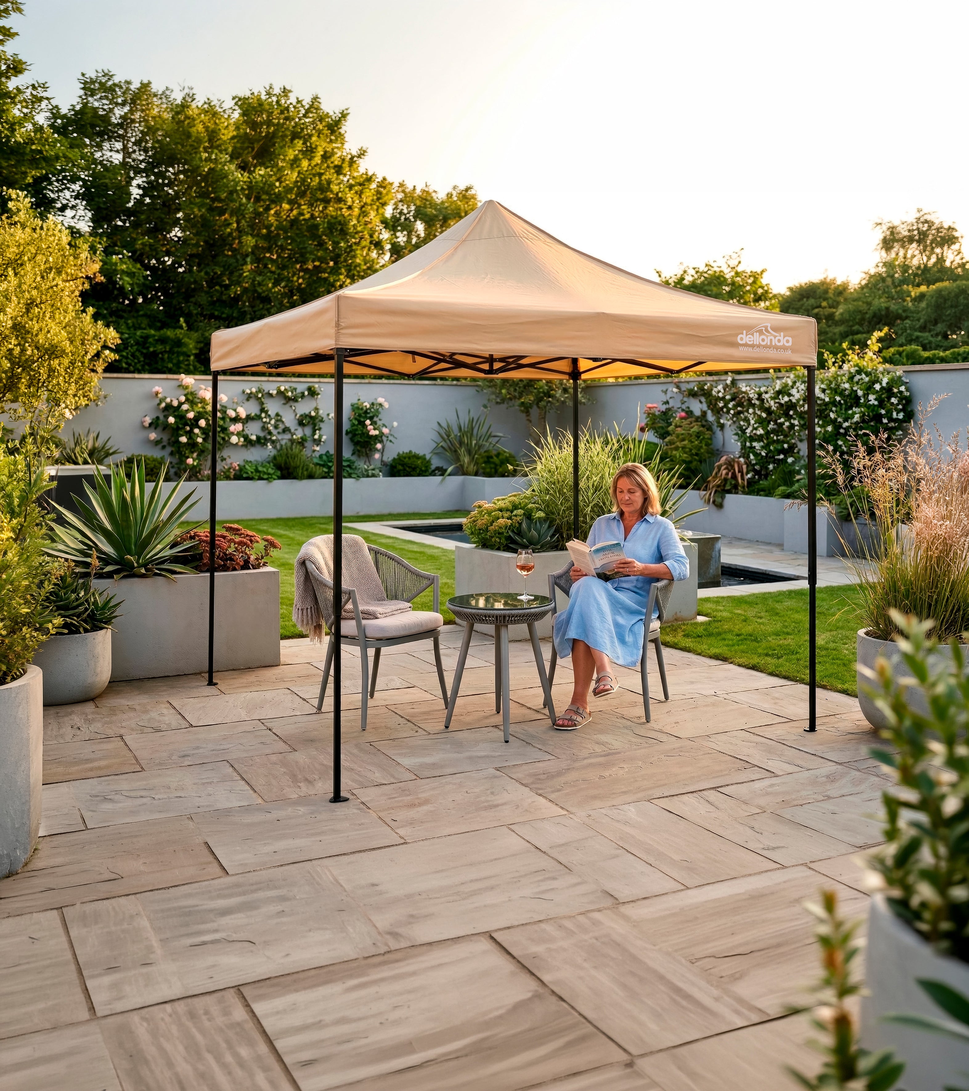 Premium 3x3m Pop-Up Gazebo, Water Resistant, Carry Bag, Stakes & Weight Bags - Beige - DG130