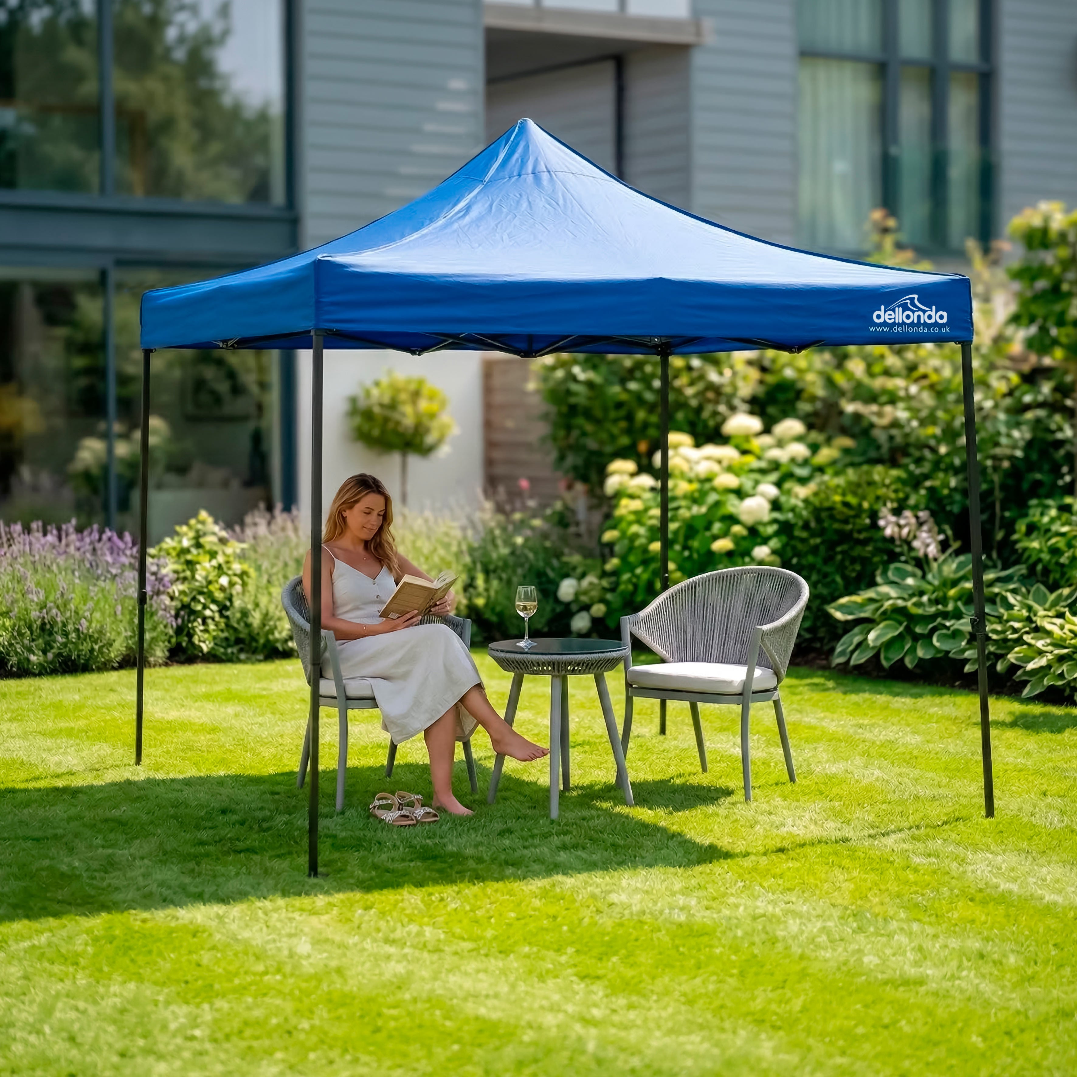 Premium 3x3m Pop-Up Gazebo, Water Resistant, Carry Bag, Stakes & Weight Bags - Blue - DG131