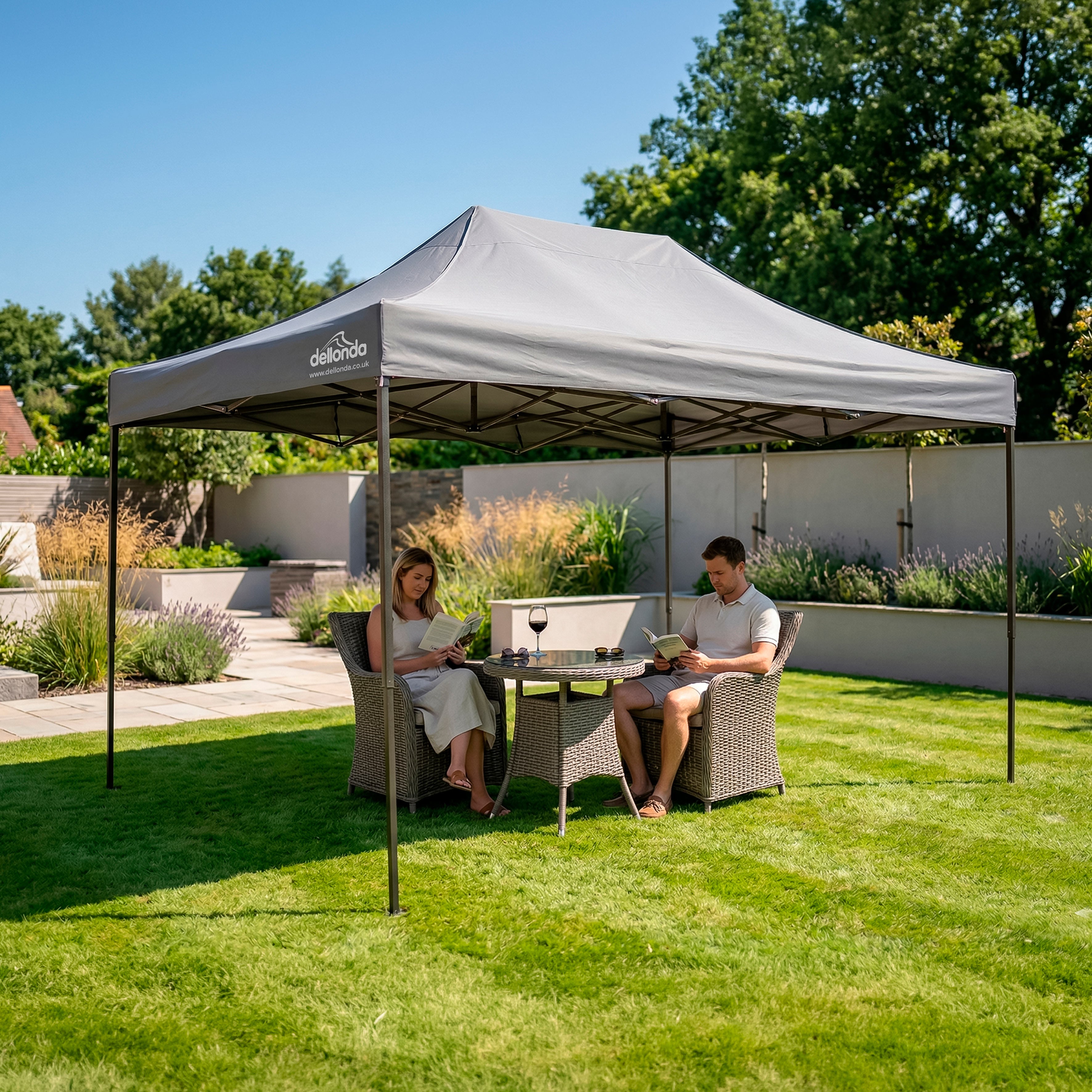 Premium 3 x 4.5m Pop-Up Gazebo, Water Resistant, Carry Bag, Stakes & Weight Bags - Grey - DG137