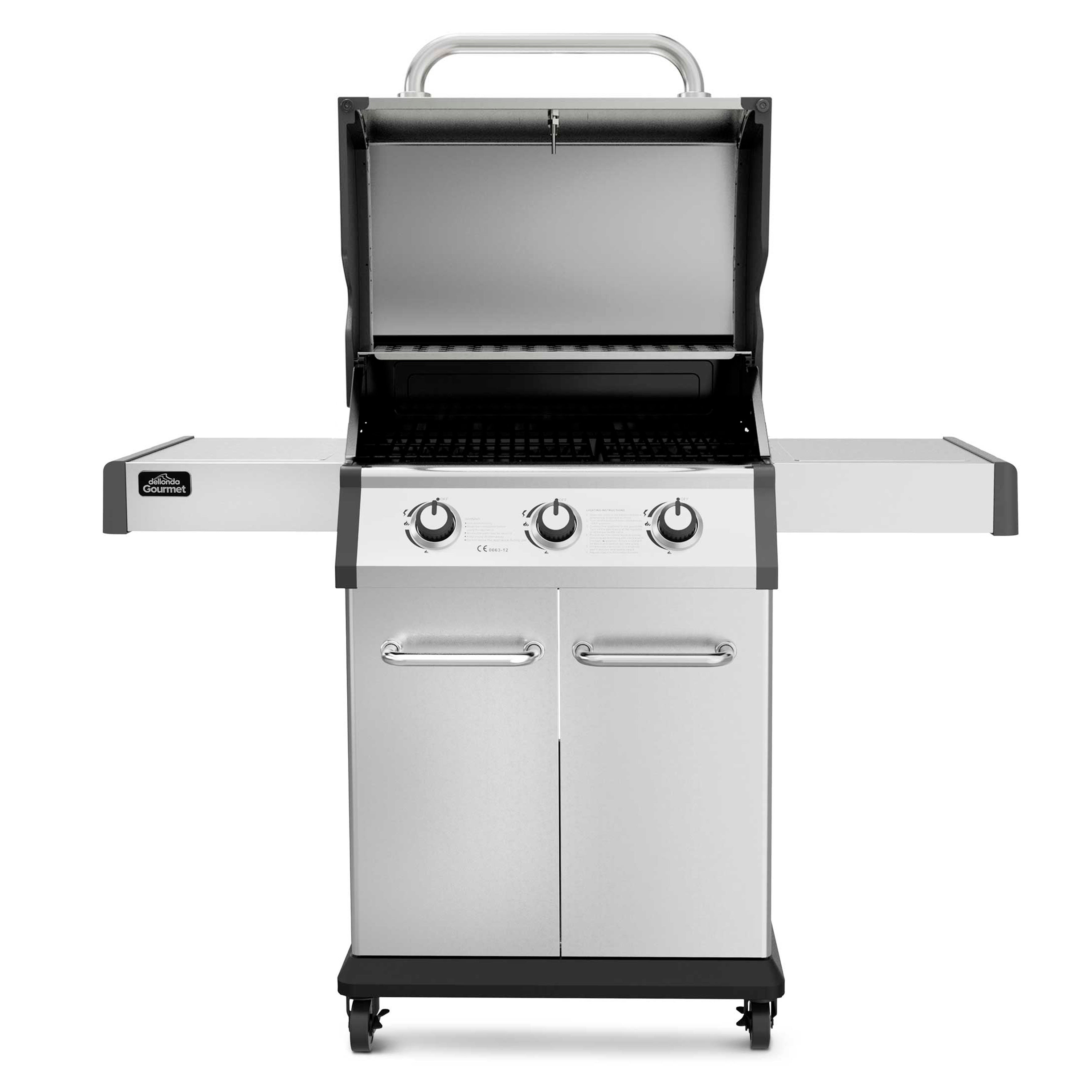 3 Burner Deluxe Gas BBQ Grill with Piezo Ignition, Stainless Steel - DG16