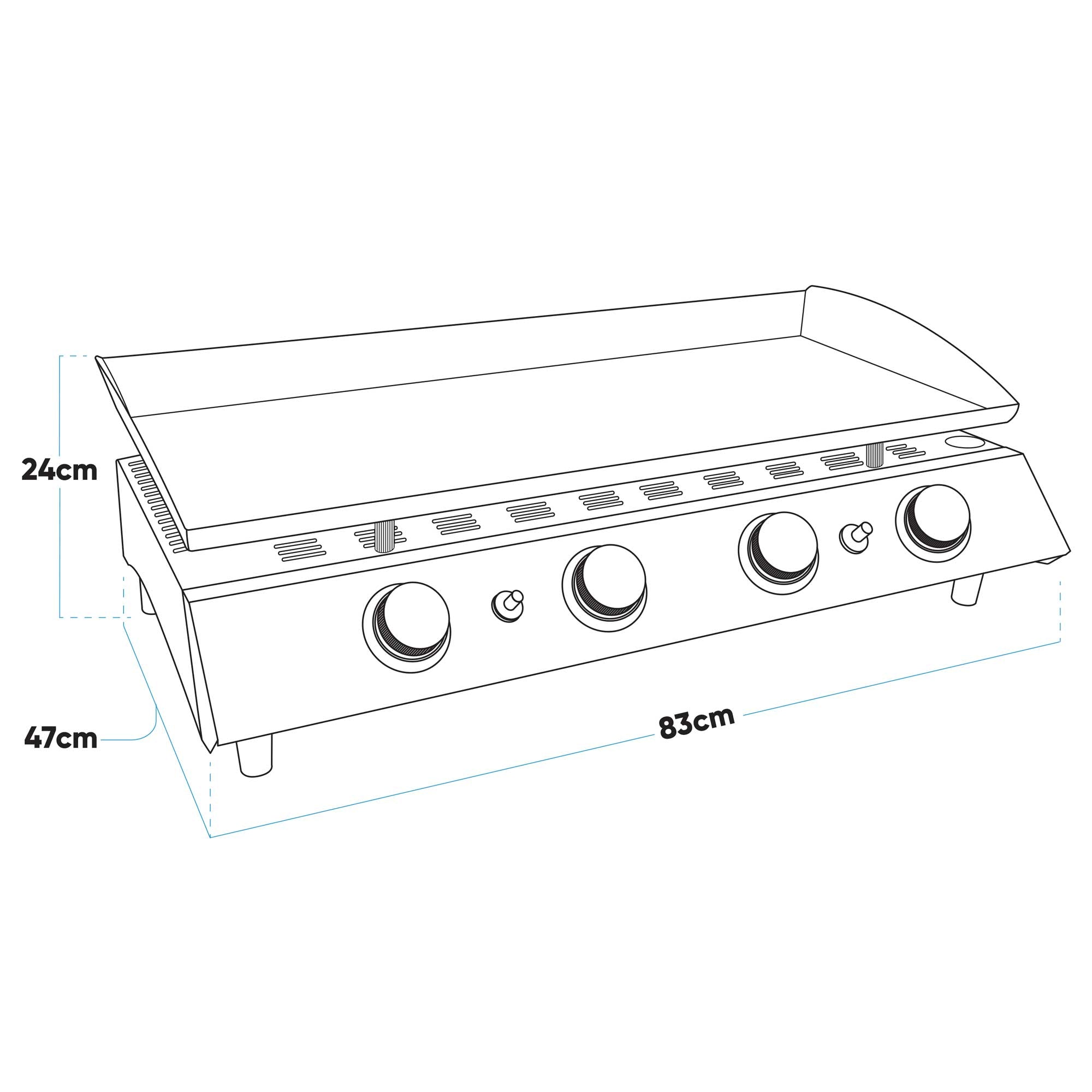 4 Burner Portable Gas Plancha 10kW BBQ Griddle with Cover, Stainless Steel - DG234