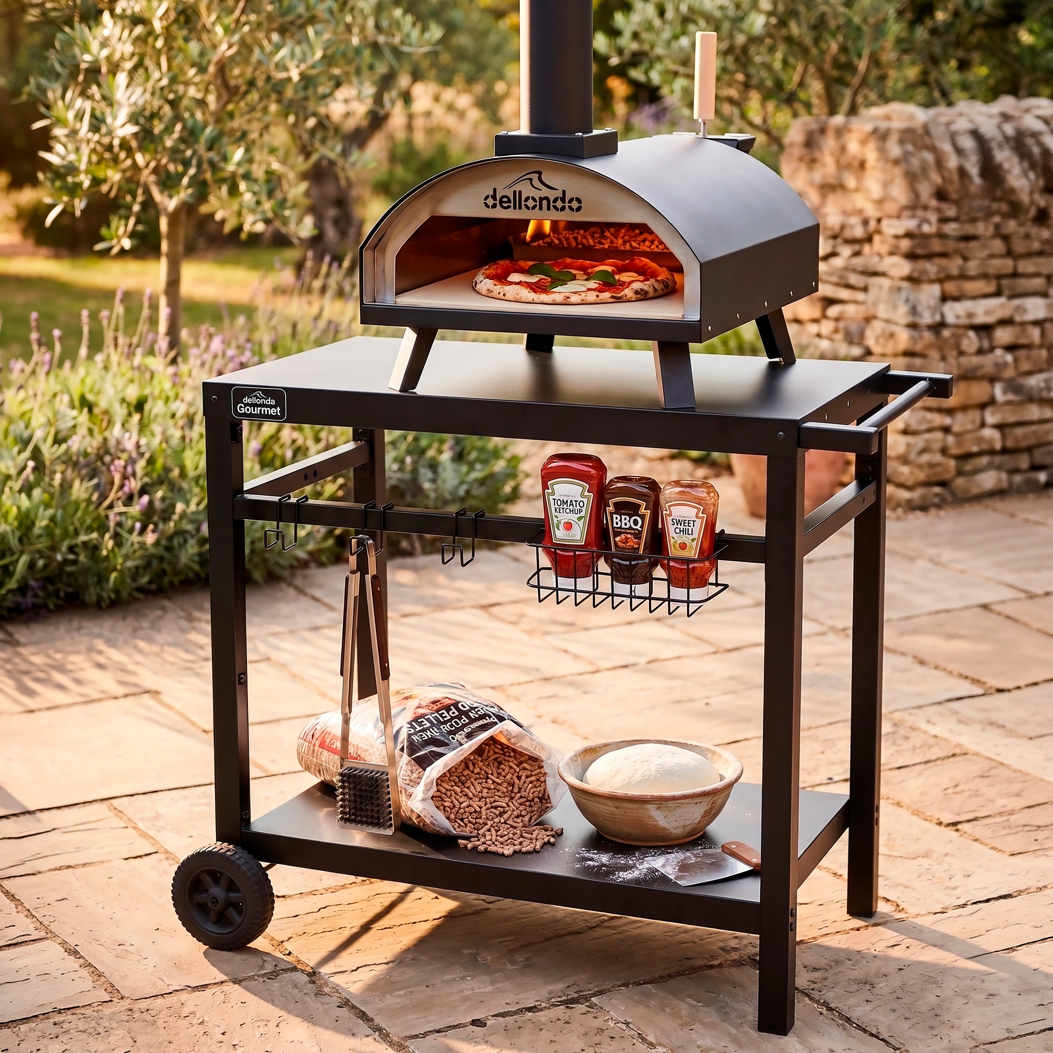 Portable Wood-Fired Pizza Oven with Cover/Carry Bag and Trolley - DG258