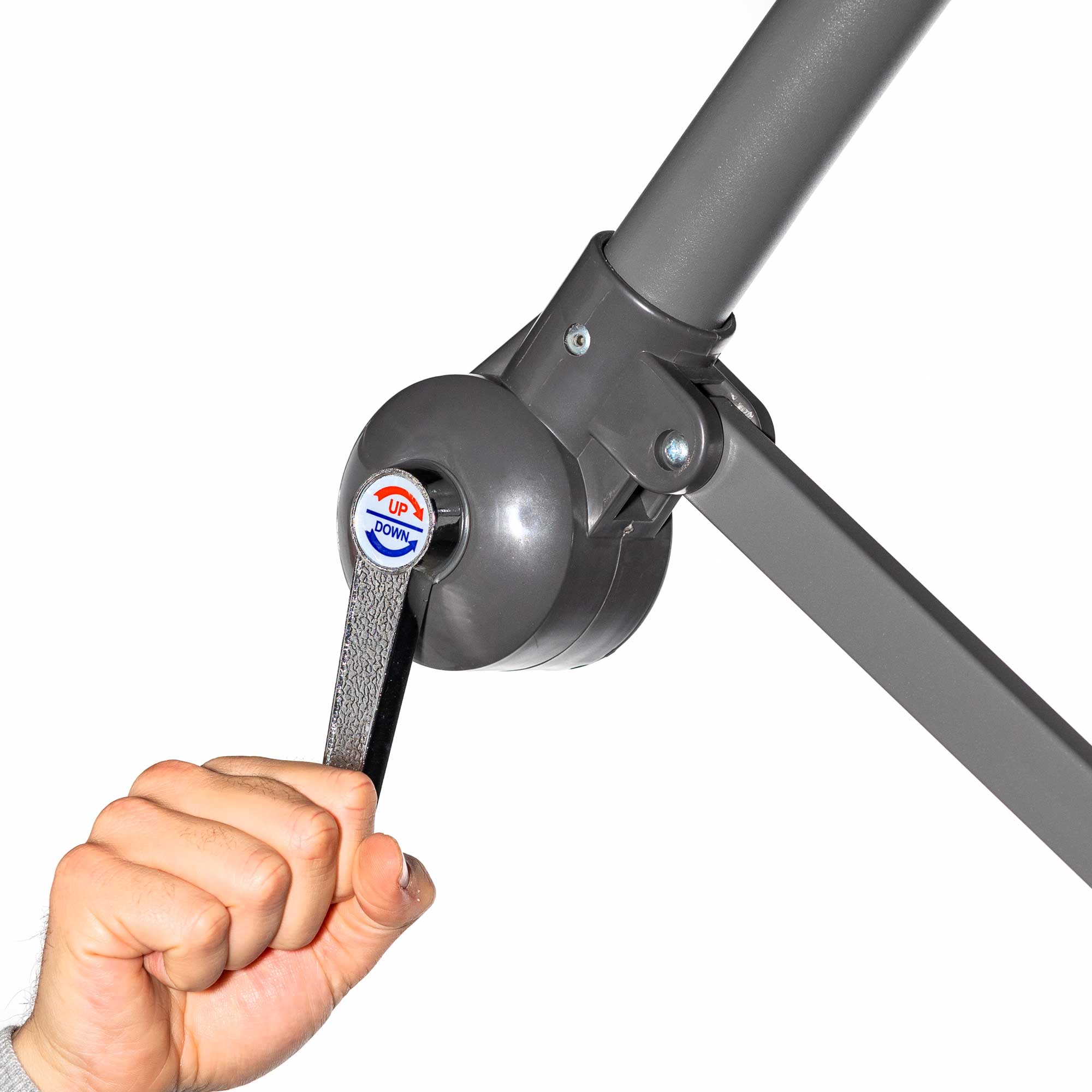 Ø3m Banana Parasol/Umbrella, Cover and Base Bundle, 8 Rib, Crank Handle, Cream Canopy - DG271