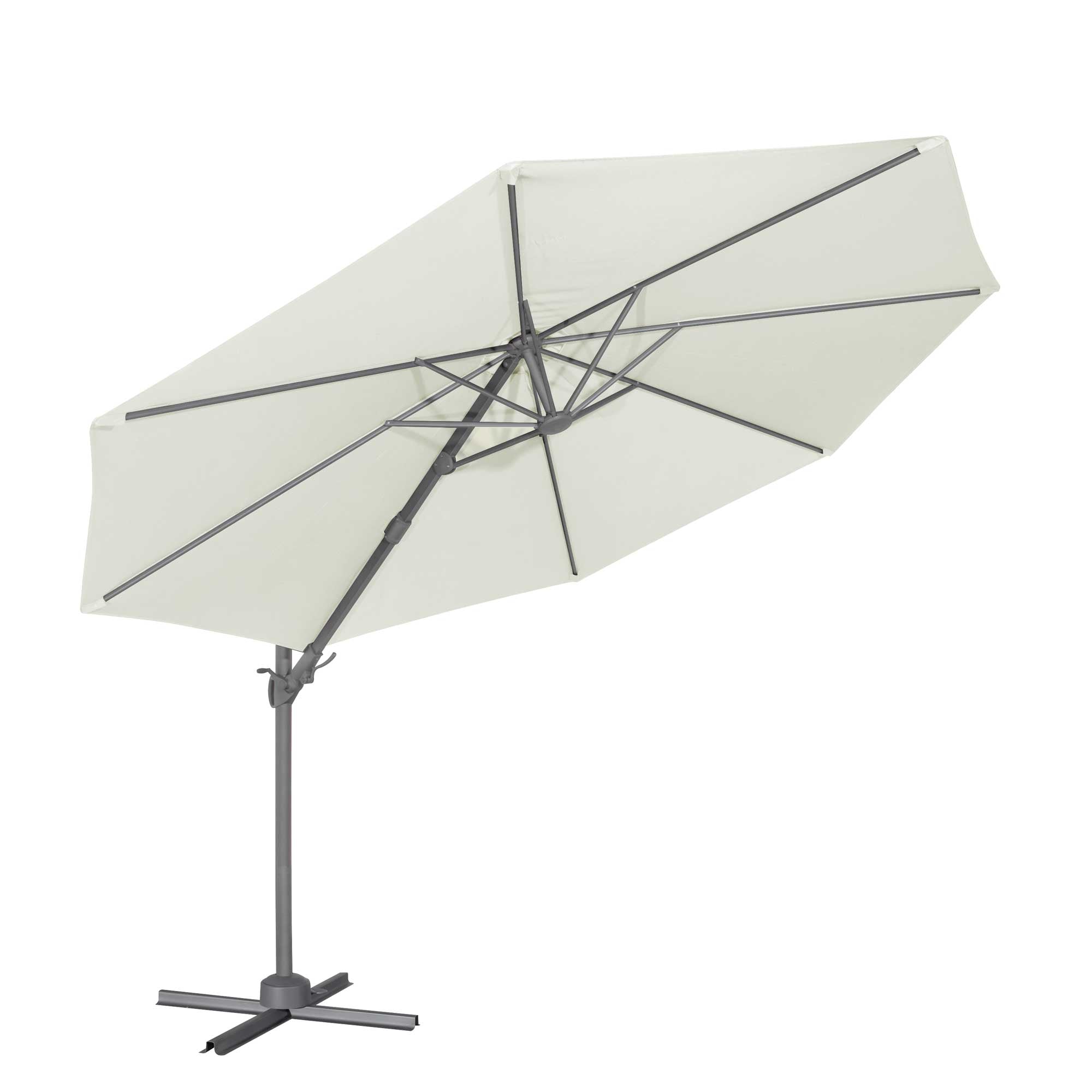 Ø3m Cantilever Parasol/Umbrella, Cover and Base Bundle, 8 Rib, Crank H