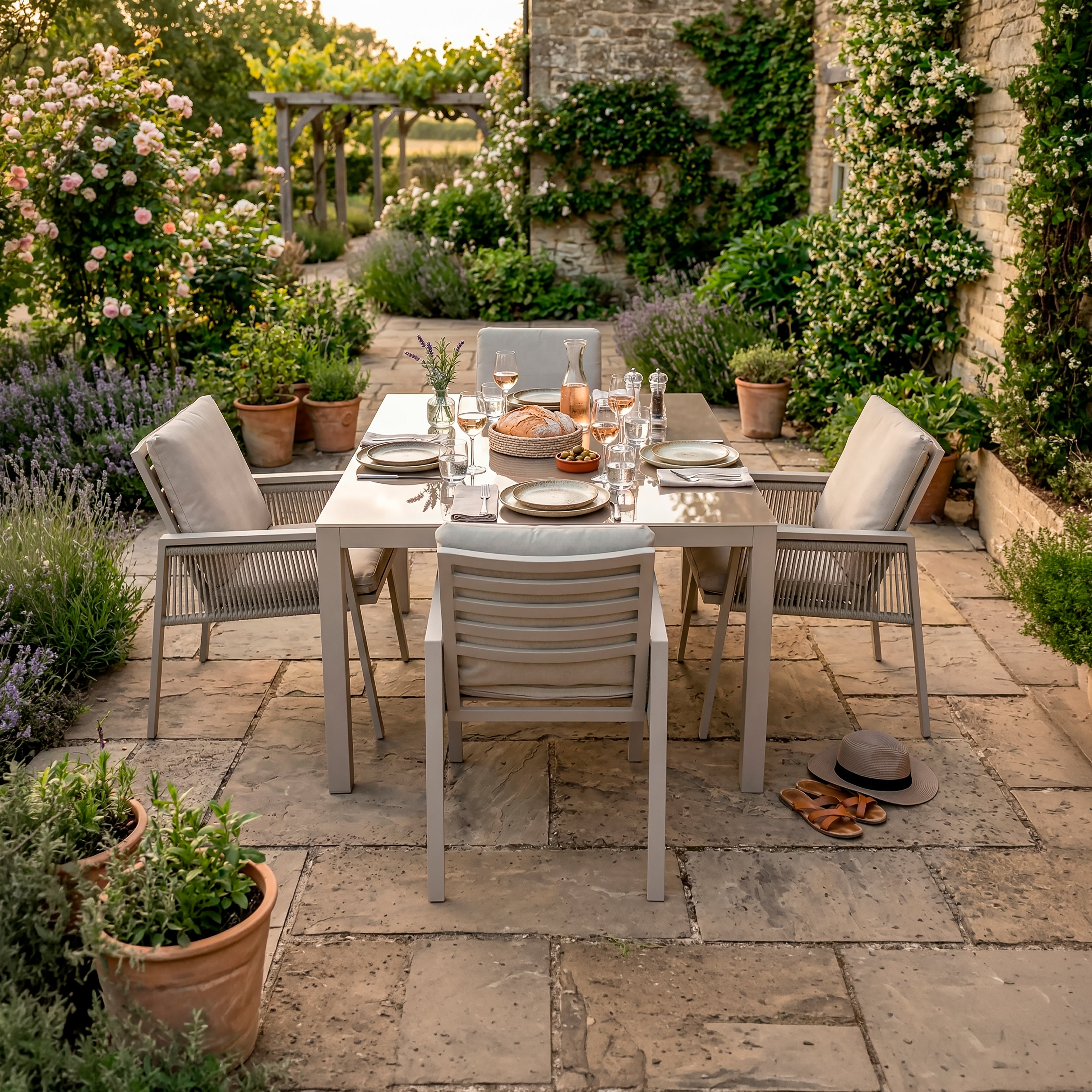 Dellonda Fusion 5 Piece Outdoor Dining Set with Weatherproof Aluminium Frame - DG275
