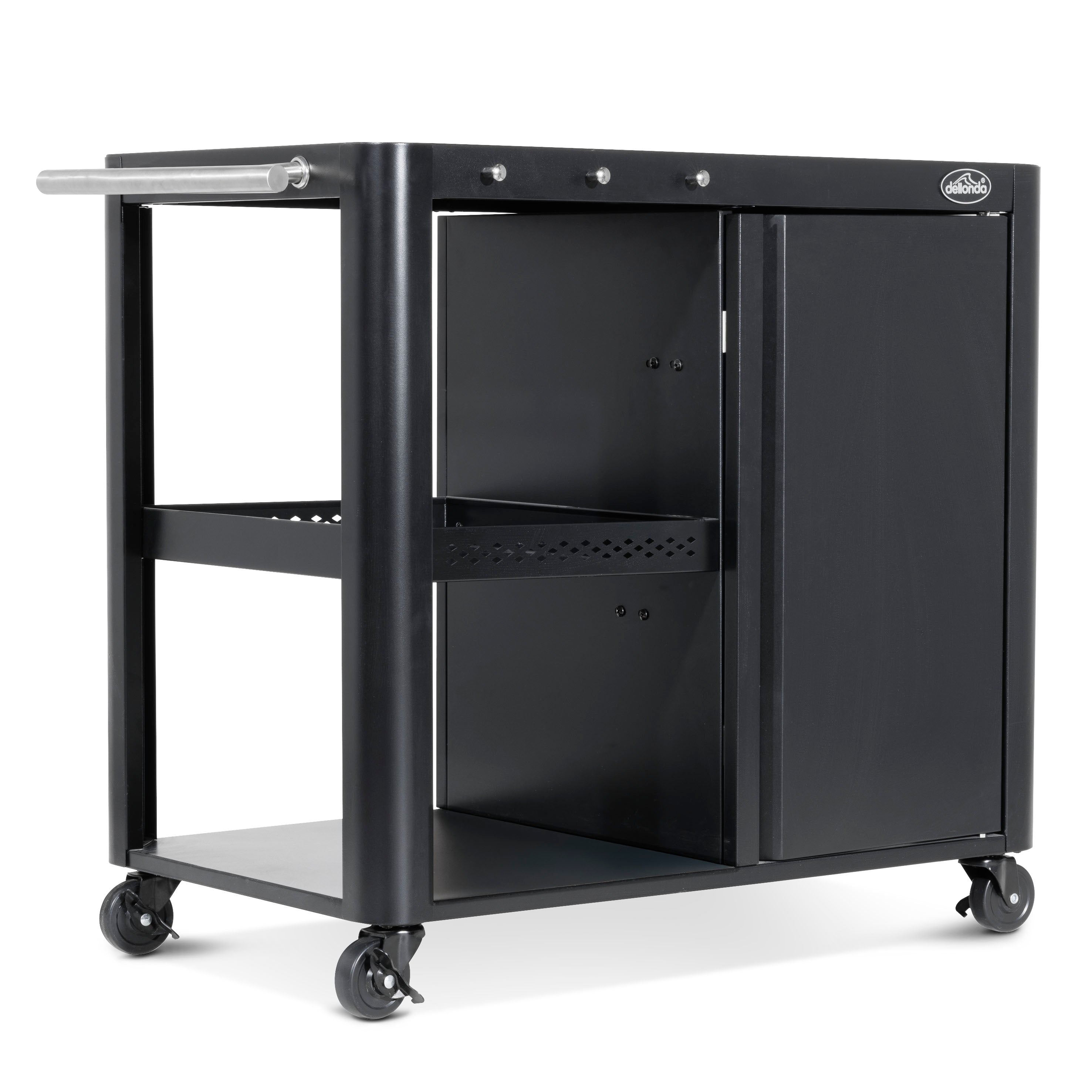 BBQ/Plancha Trolley with Cupboard, Extension Table & Utensil Hooks - B