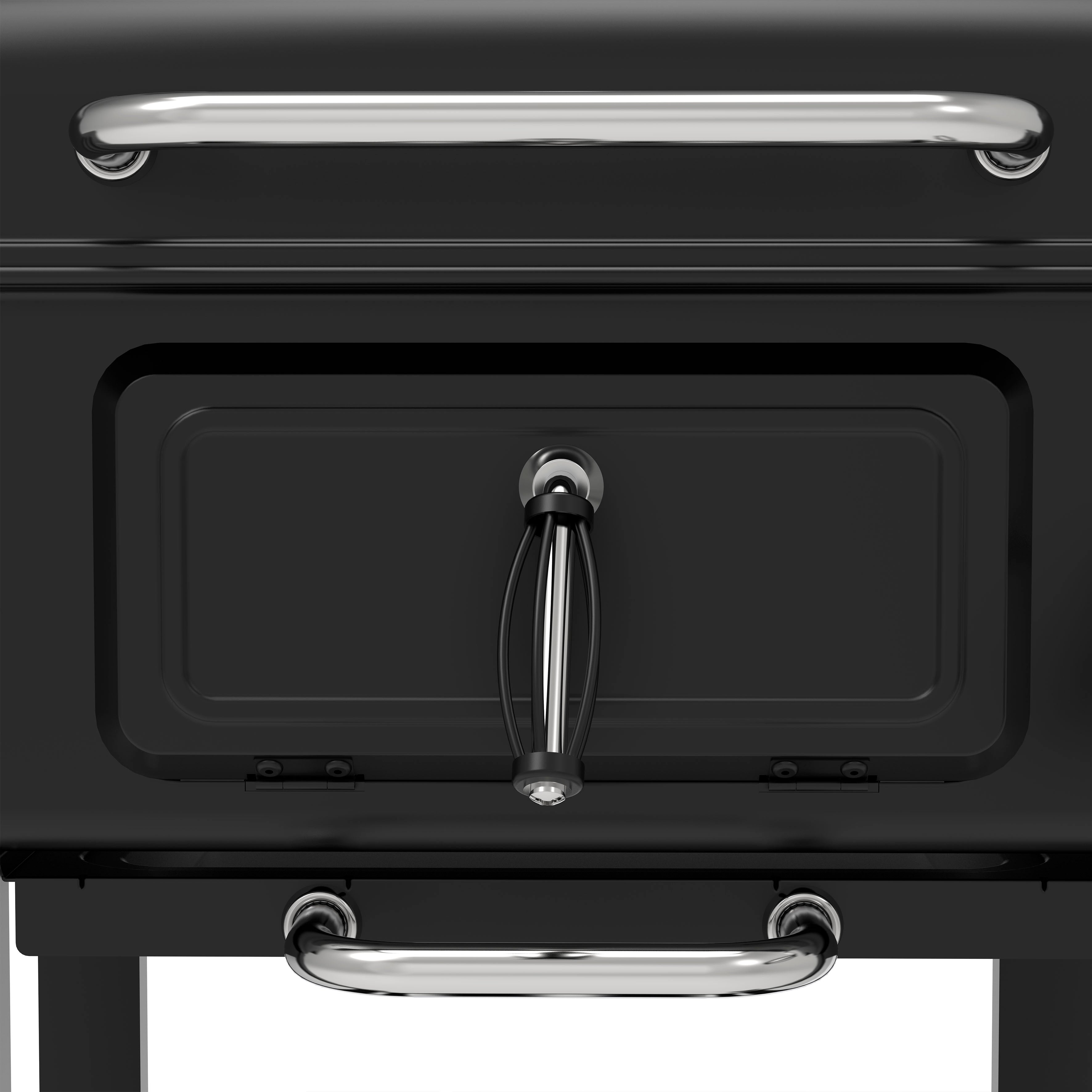 Charcoal Grill BBQ Smoker and Trolley with 2 Side Shelves, Black - DG283