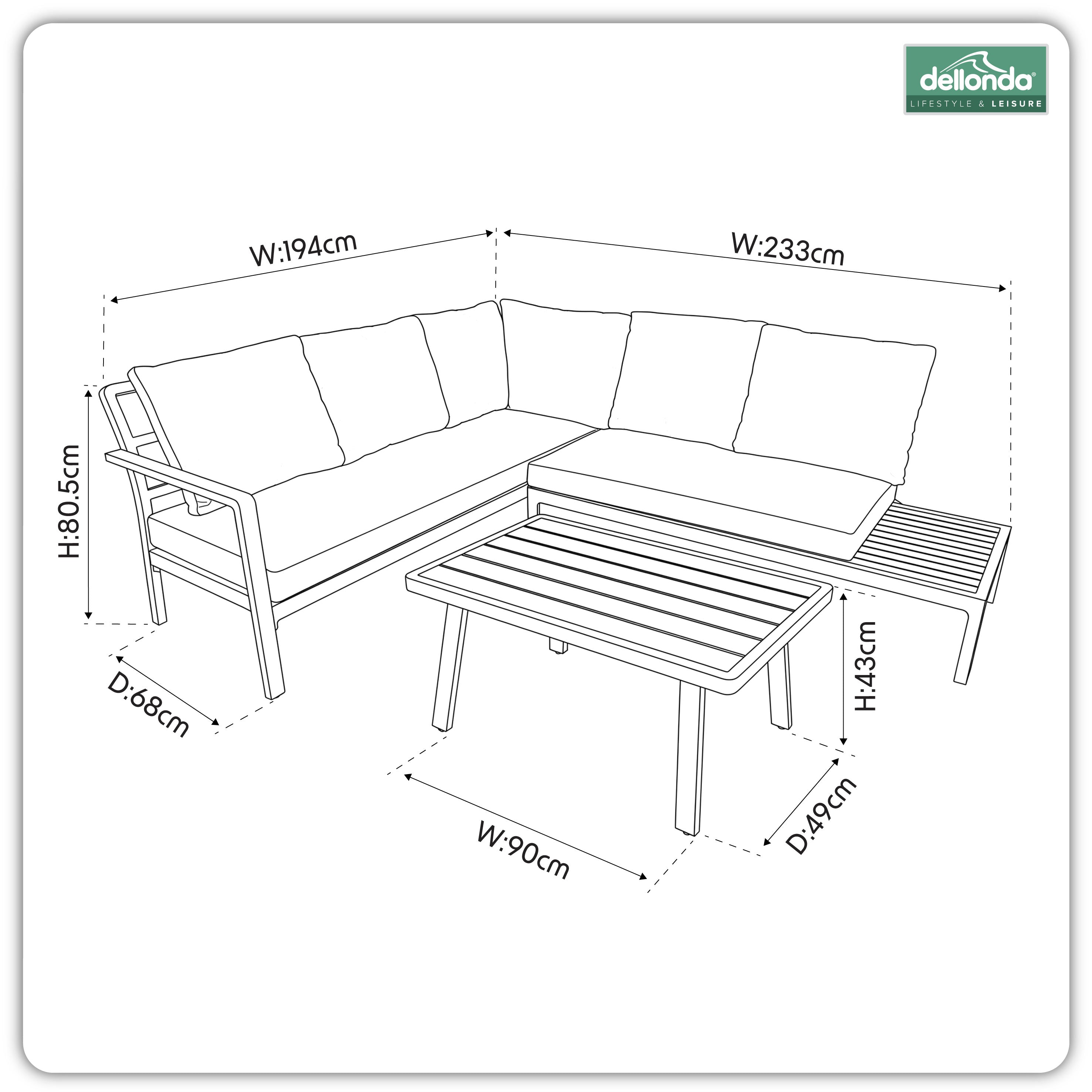 Kyoto 3 Piece Outdoor Corner Sofa & Coffee Table Set, White - DG53